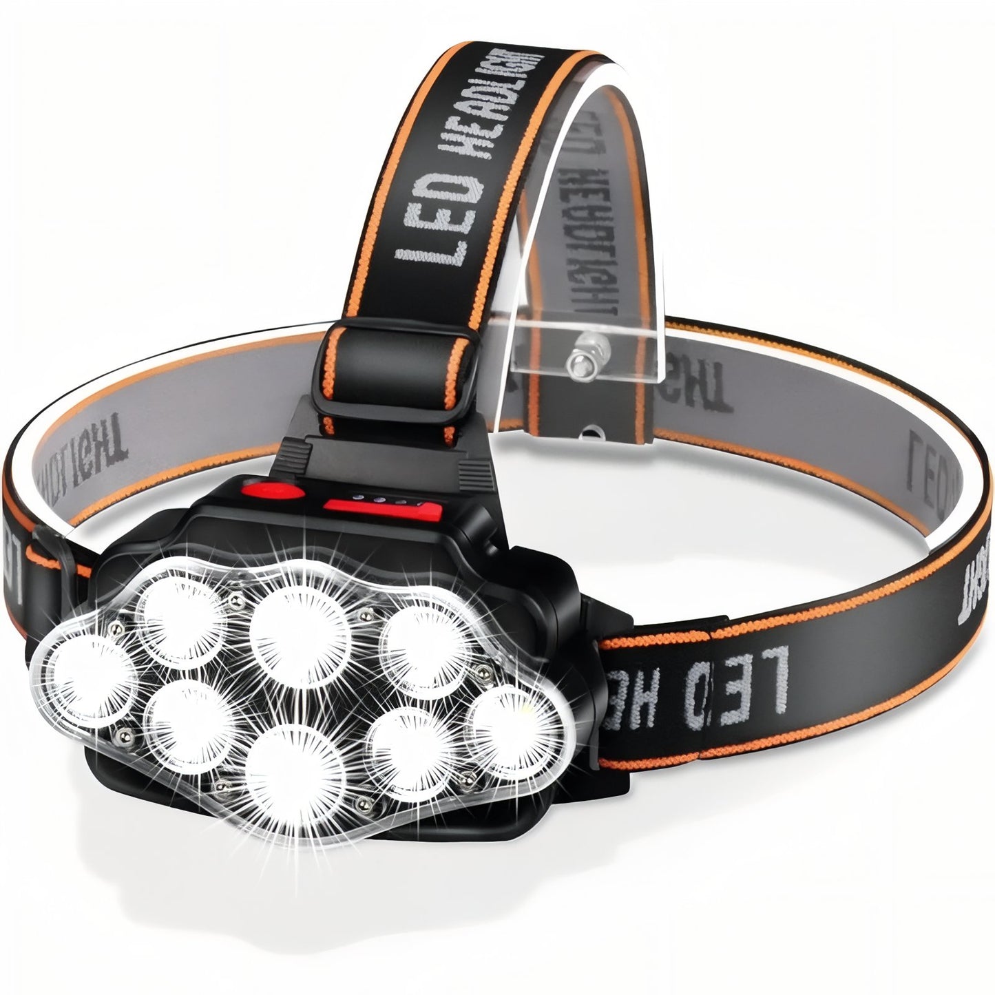 Lampe Frontale de Randonnée Rechargeable 9 Leds - Noir