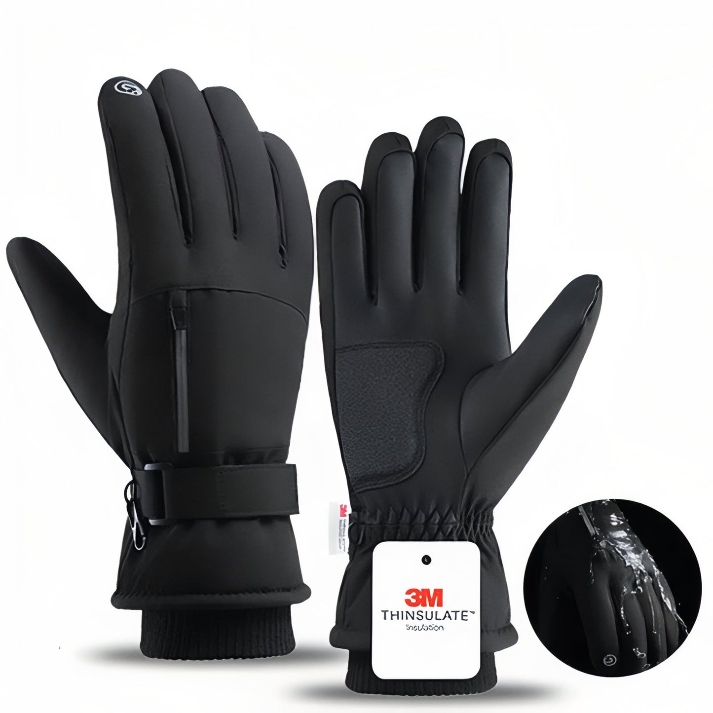 Gants Randonnée Grand Froid - Noir avec Poche