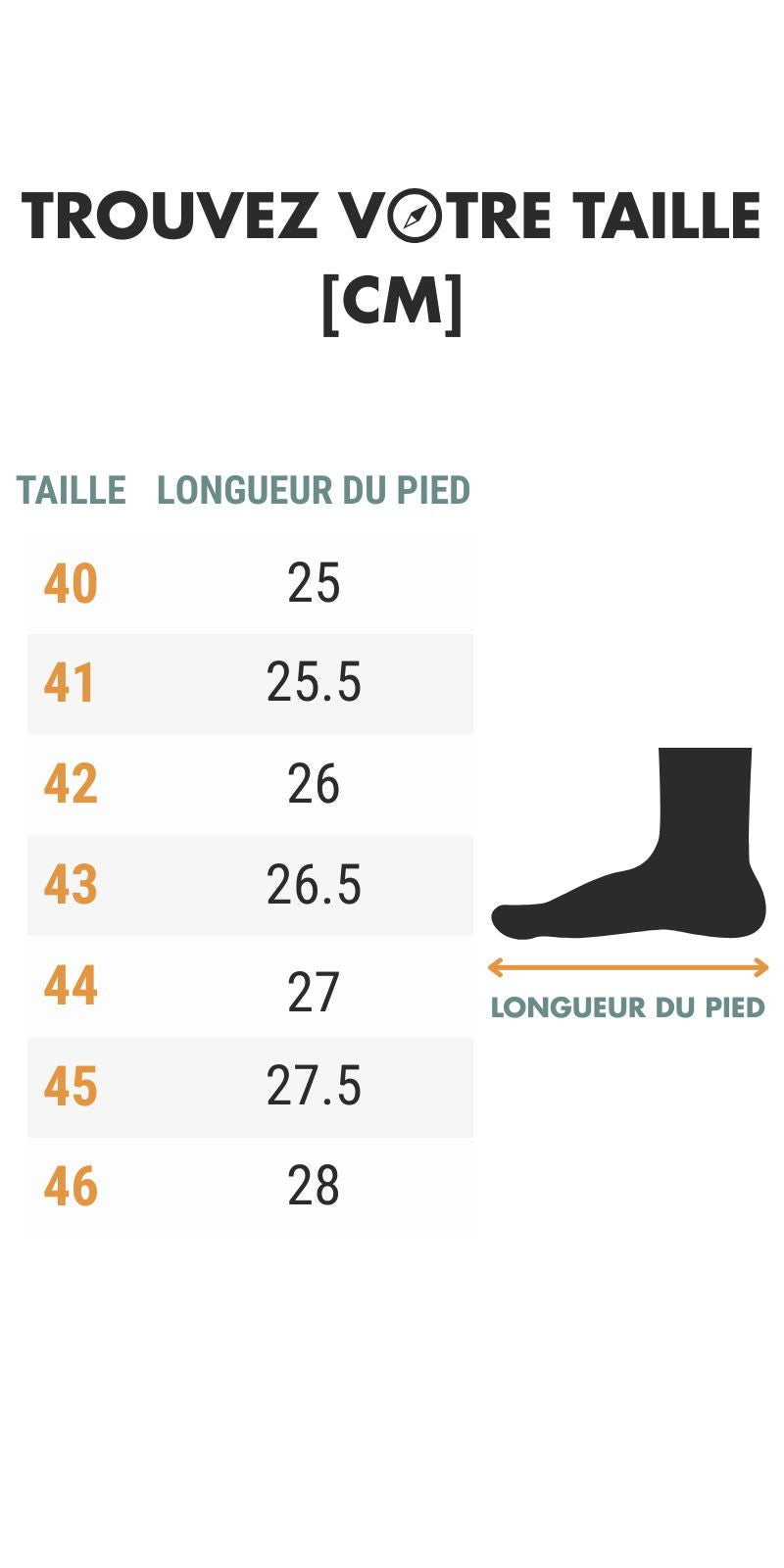 Botte Randonnée Neige Homme guide des dimensions - Noir