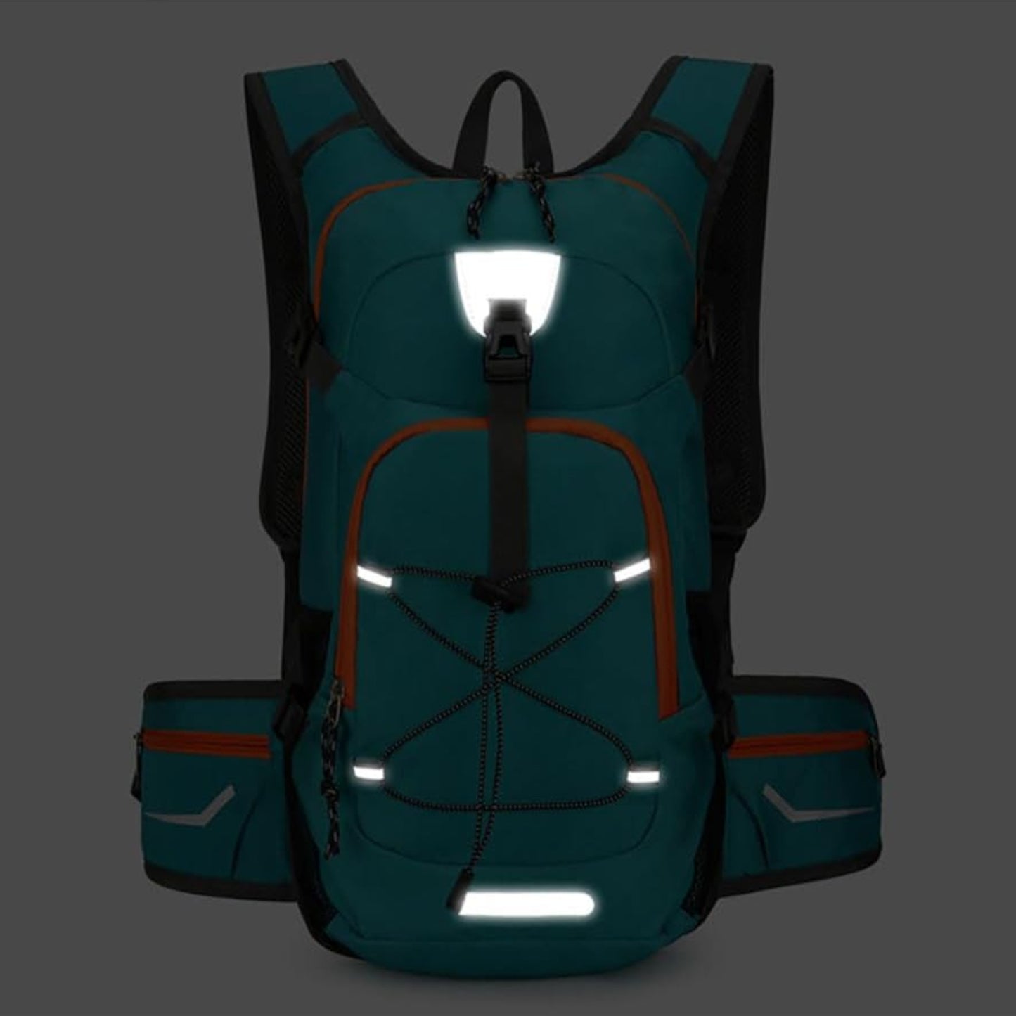Sac à Dos Randonnée Avec Trou Pour Poche À Eau gros plan sur détails - Turquoise et Orange - Bleu Marine et Rouge - Noir et Bleu