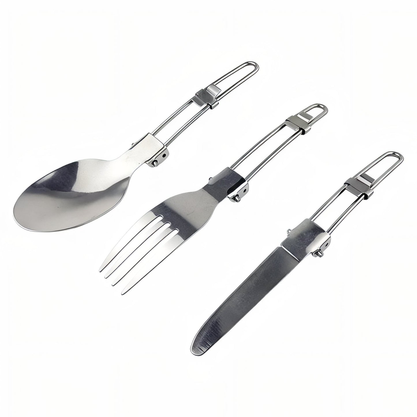 Couvert Pliant Camping - Cuillère + Fourchette + Couteau