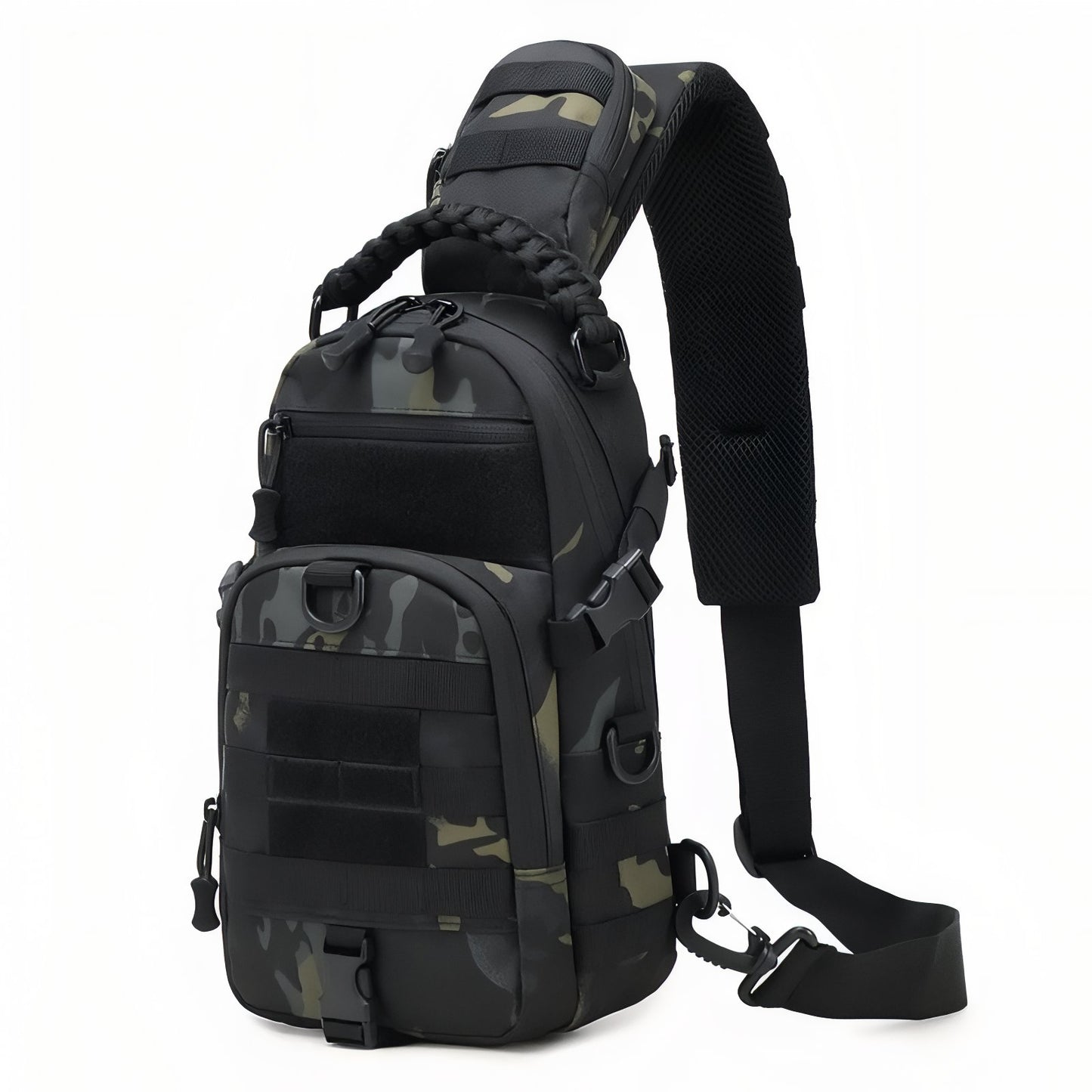 Sac Bandoulière Homme Pour Randonnée - Noir Camouflage
