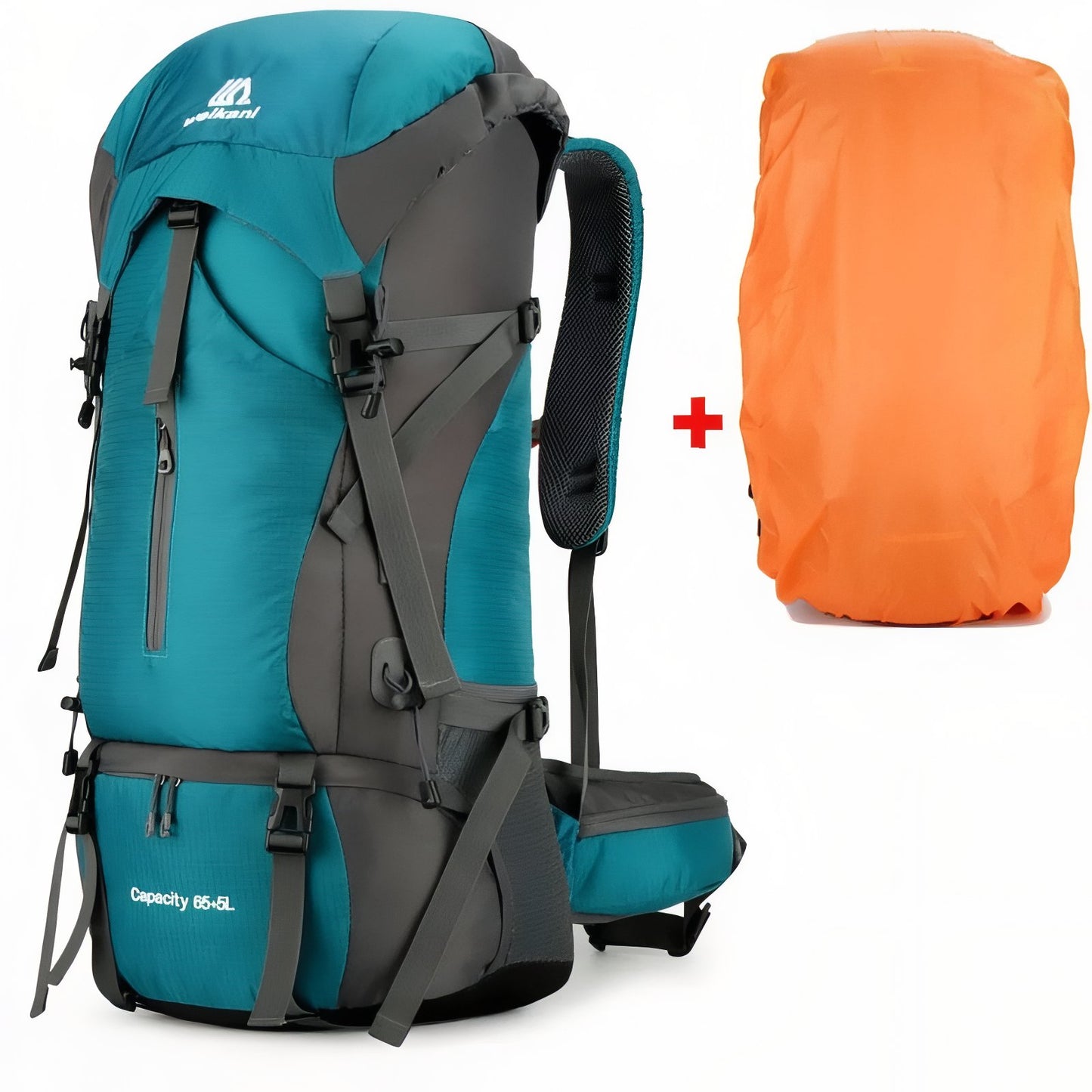 Sac à Dos Rando Avec Protection Pluie 70L - Turquoise et Noir