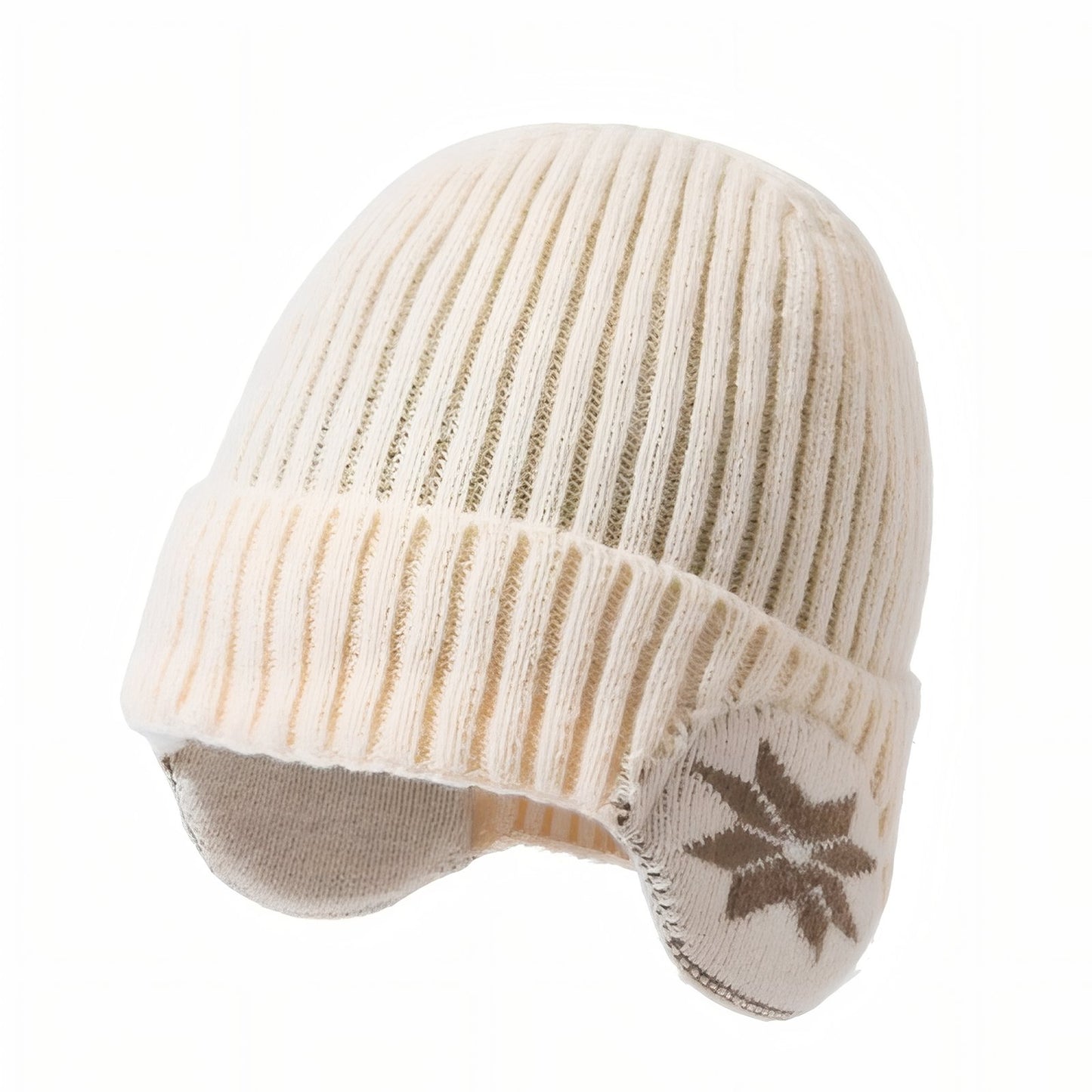 Bonnet Cache Oreille Femme - Beige - 55-60cm