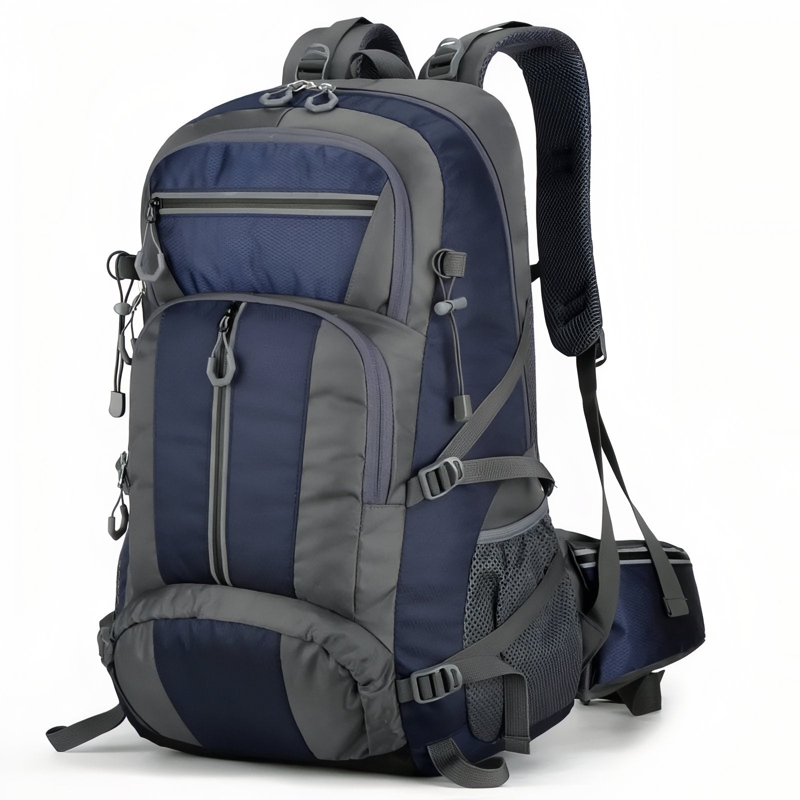 Sac à Dos Randonnée Multi-Poches 55L - Gris Foncé et Bleu Marine