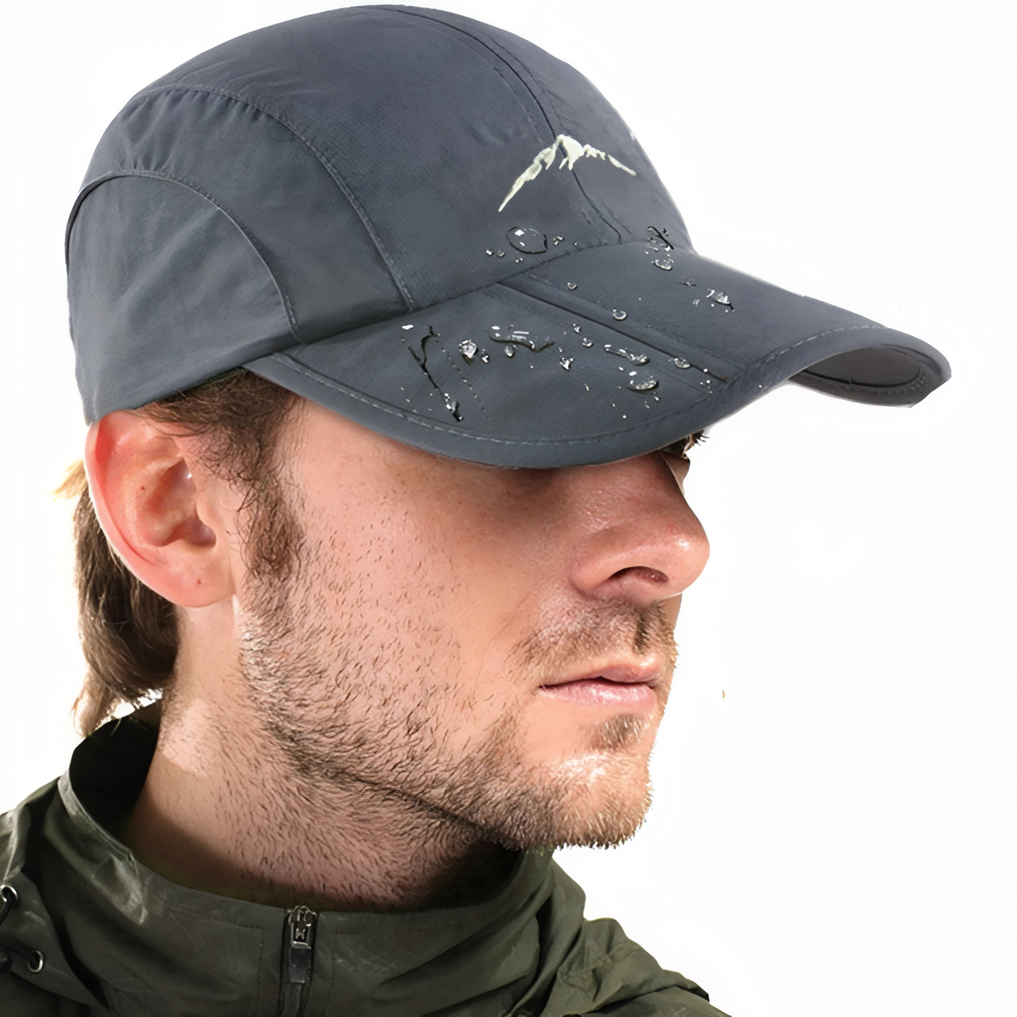 Casquette Randonnée Imperméable portée sur la tête - Noir - Vert Olive - Beige Clair - Gris Clair - Turquoise Clair - Orange Brûlé - Rose Fuchsia