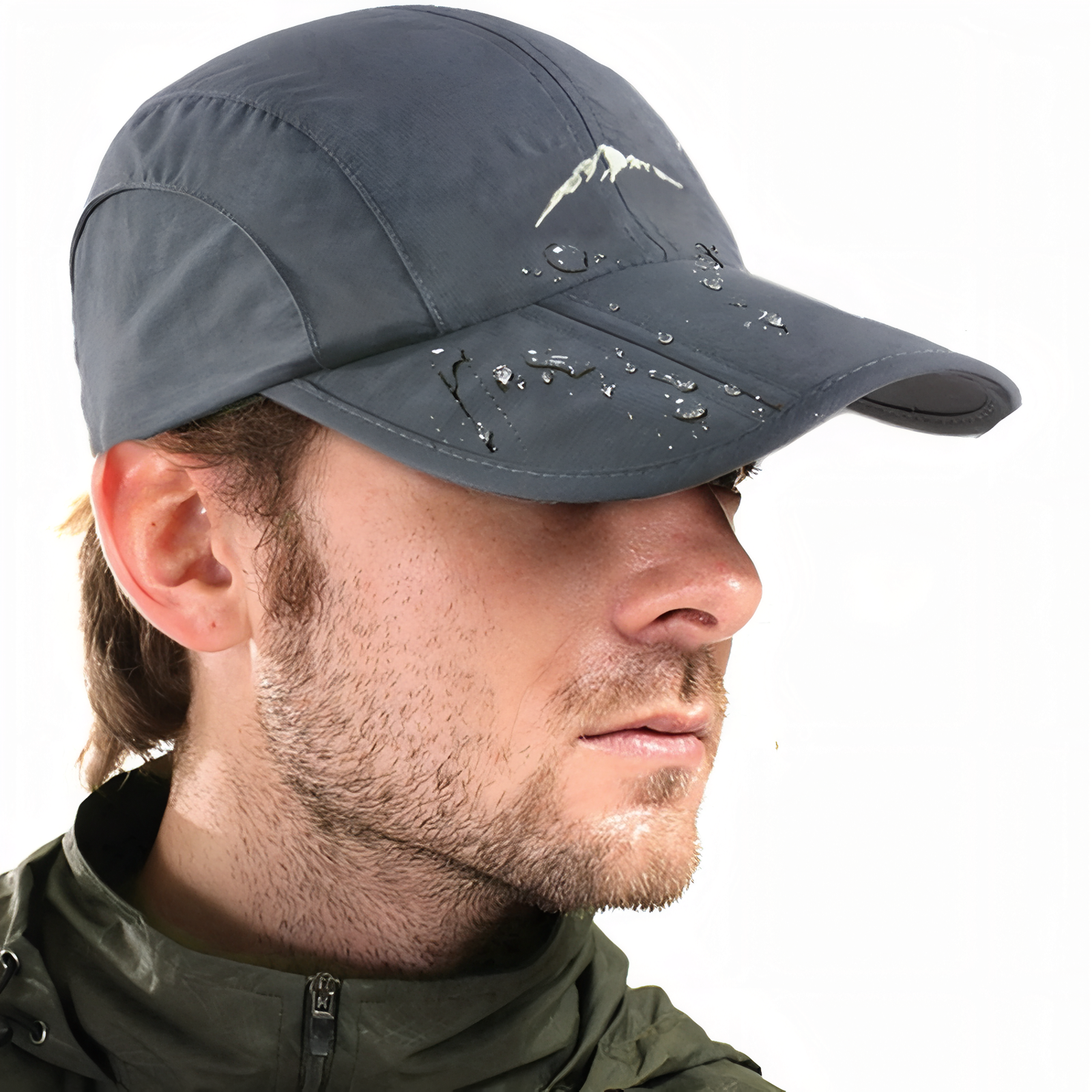 Casquette Randonnée Imperméable portée sur la tête - Noir - Vert Olive - Beige Clair - Gris Clair - Turquoise Clair - Orange Brûlé - Rose Fuchsia