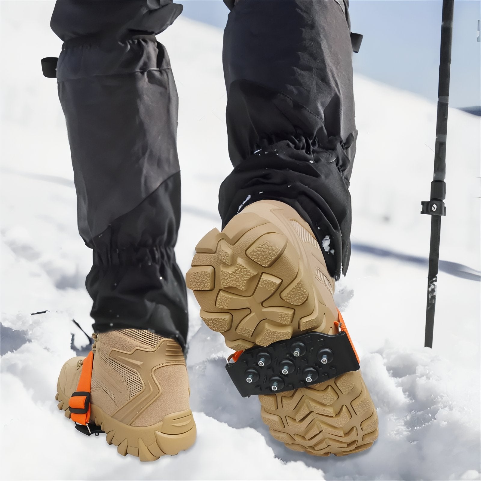 Mini Crampons Randonnée 7 Dents portée en neige - S - M