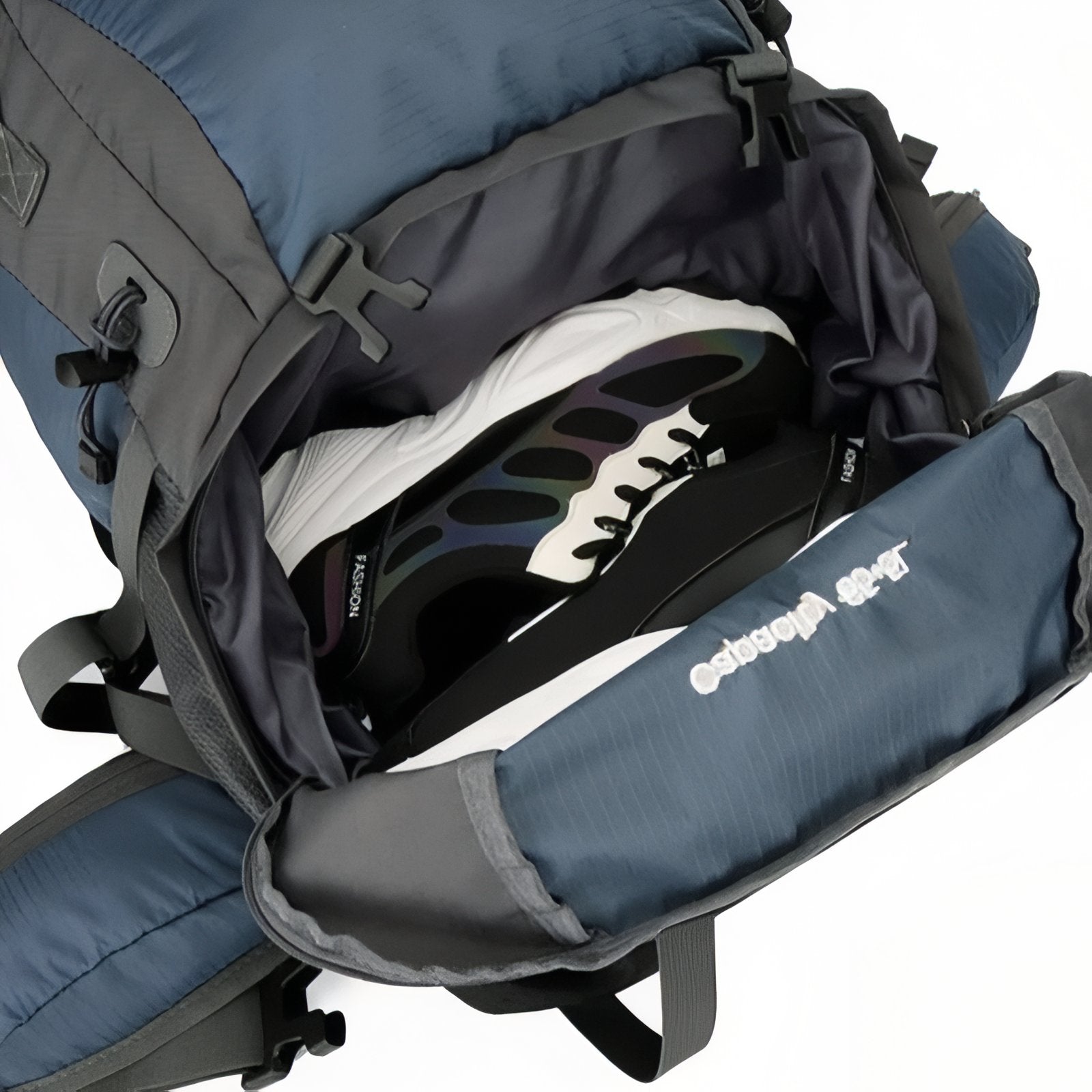Sac à Dos Rando Avec Protection Pluie 70L compartiment ouvert - Turquoise et Noir - Bleu Marine et Gris - Orange et Gris - Noir et Orange