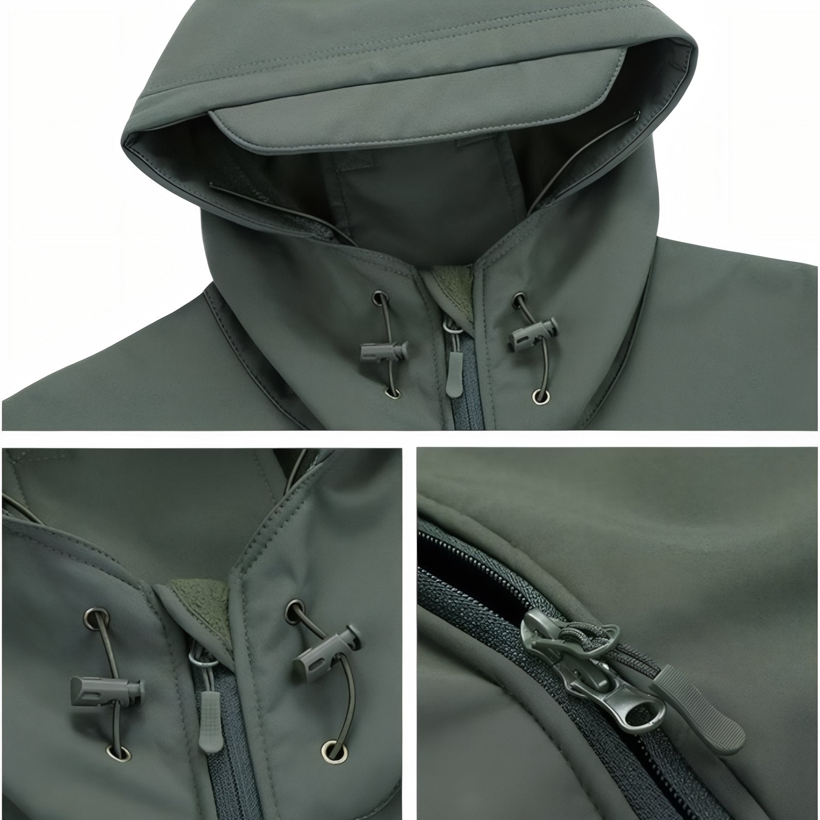 Veste Imperméable Homme Randonnée gros plan fermeture zippée - Vert Olive - Gris Foncé - Noir - Beige Sable