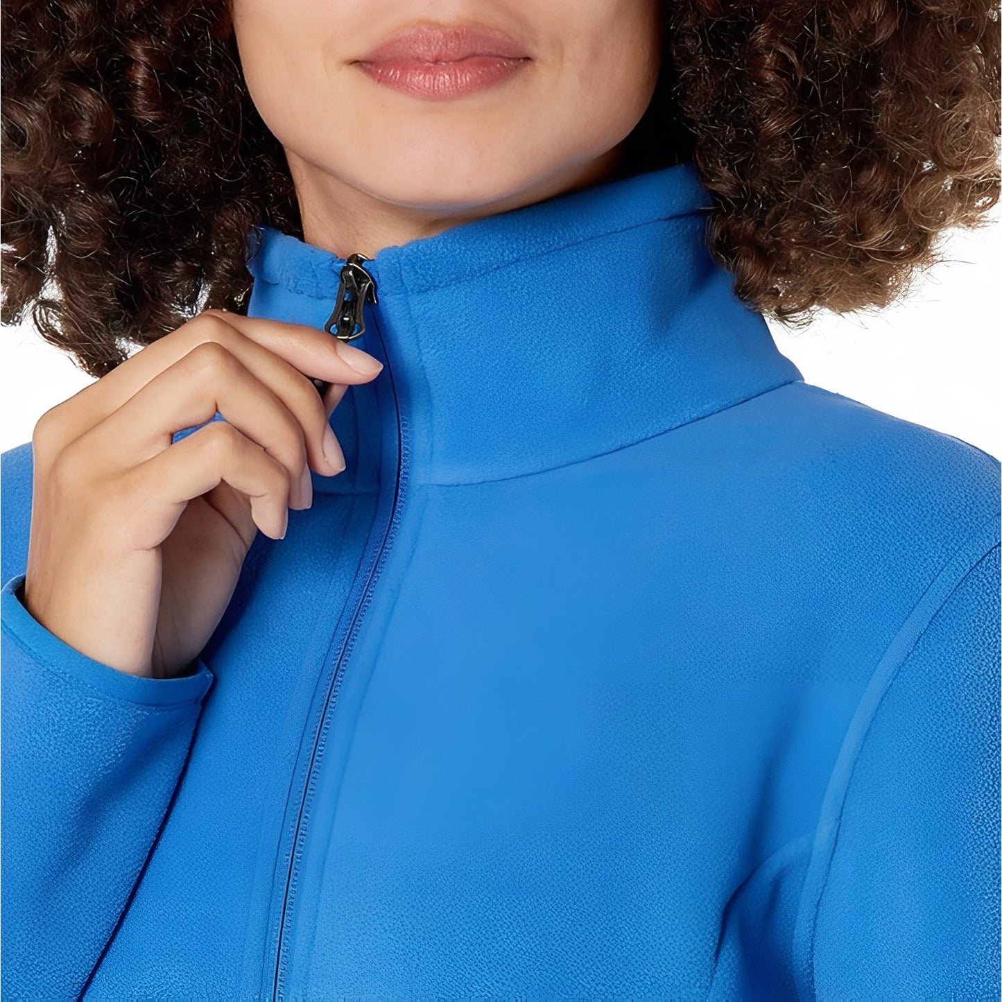 Veste Polaire Randonnée Femme gros plan fermeture zippée - Bleu Ciel - Bleu Marine - Noir