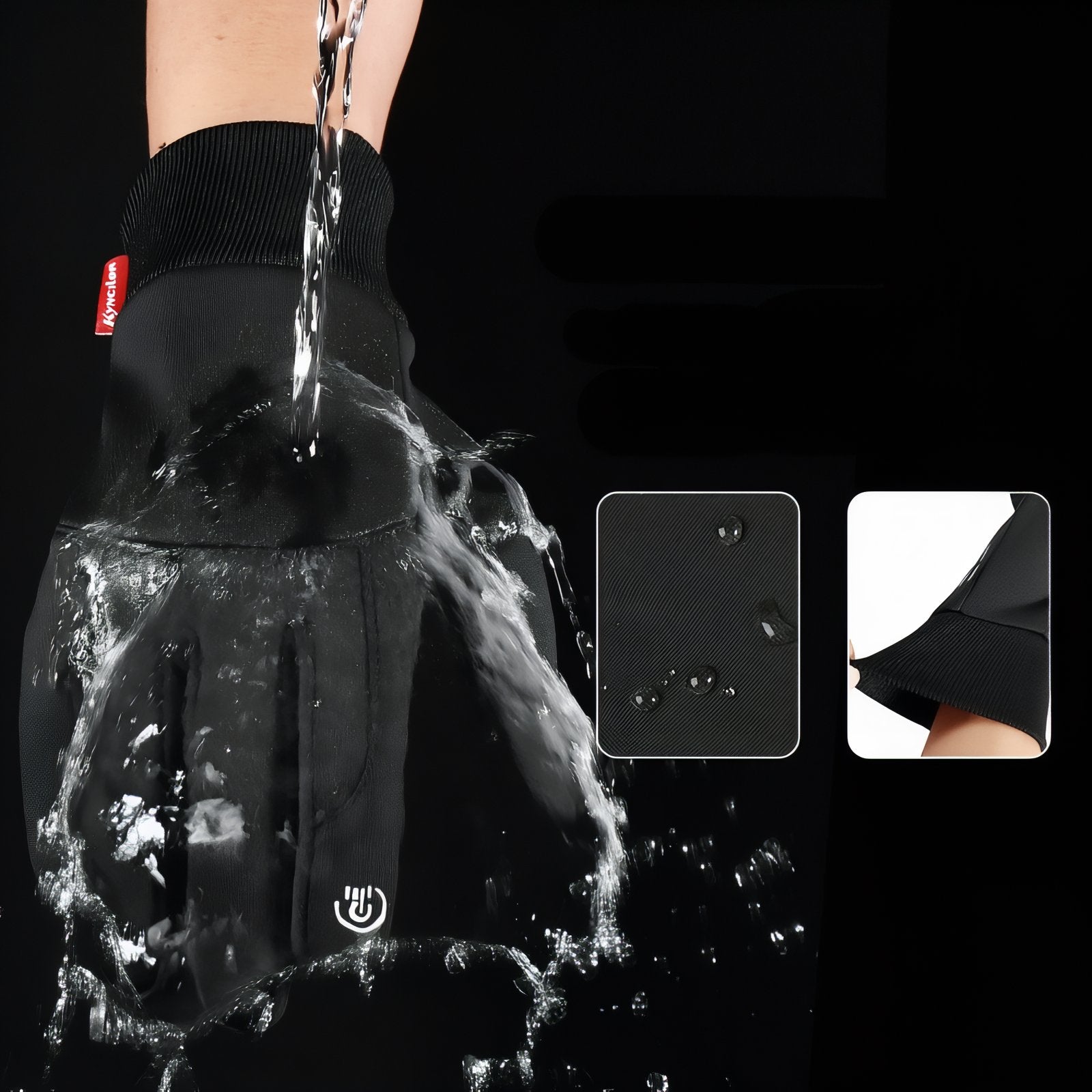 Gants Chauds Tactiles Randonnée gros plan sur la main - Noir et Gris - Noir - Noir Mat - Gris Foncé