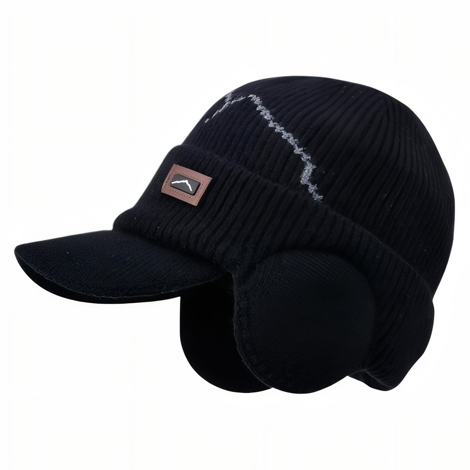 Bonnet Casquette Hiver Homme - Noir Ébène - 55-60cm