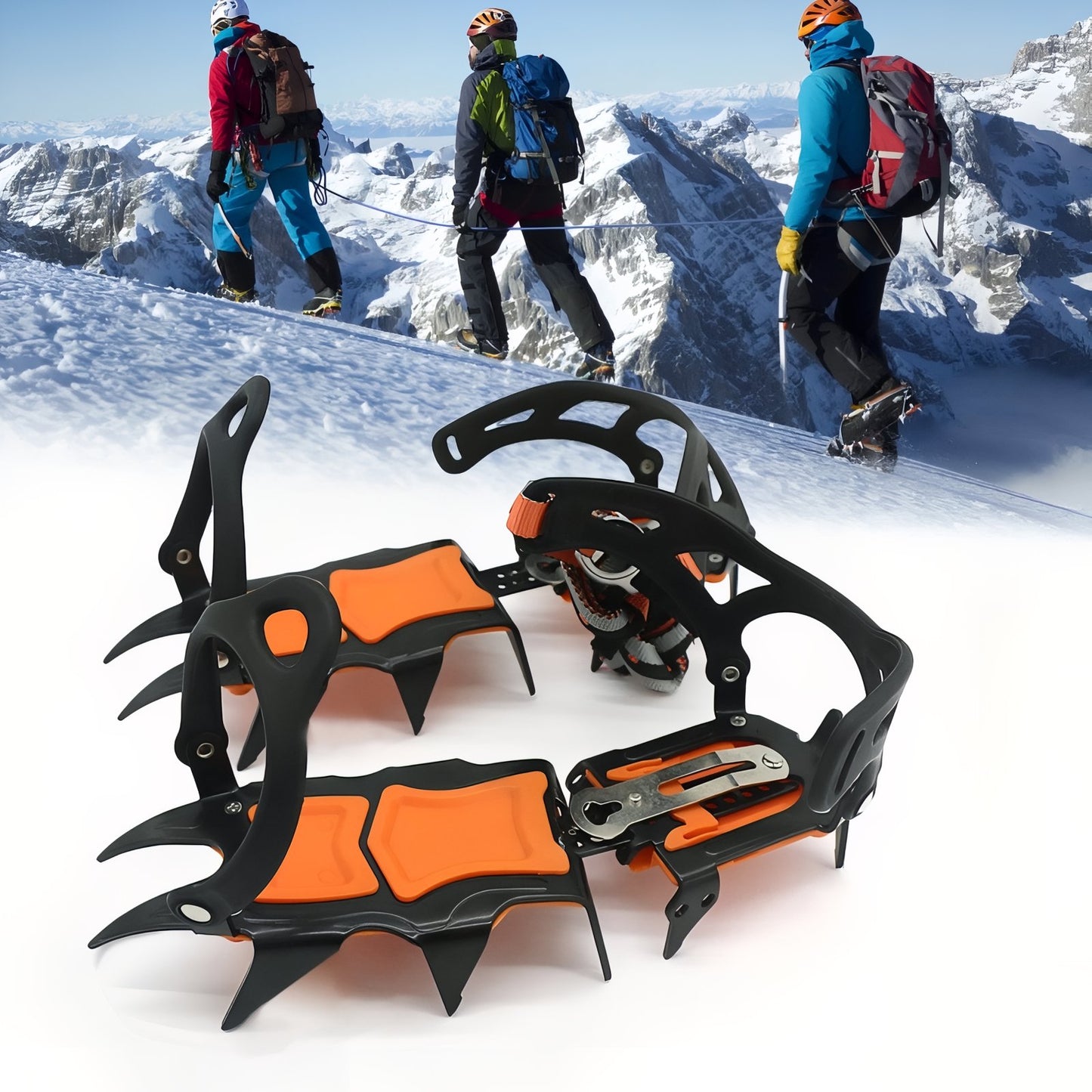 Crampons À Neige Randonnée mise en situation montagne - Orange