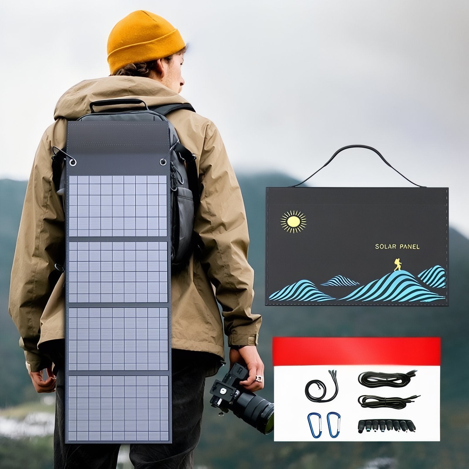 Panneau Solaire Pour Randonnée 30W / 50W portée sur le dos - 30W - 4 Panneaux - 50W - 6 Panneaux