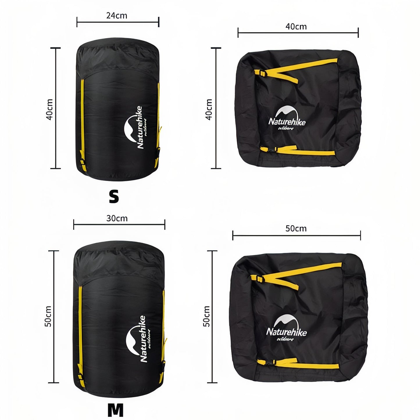 Housse De Compression Sac De Couchage guide des dimensions - S (18L) - M (35L)