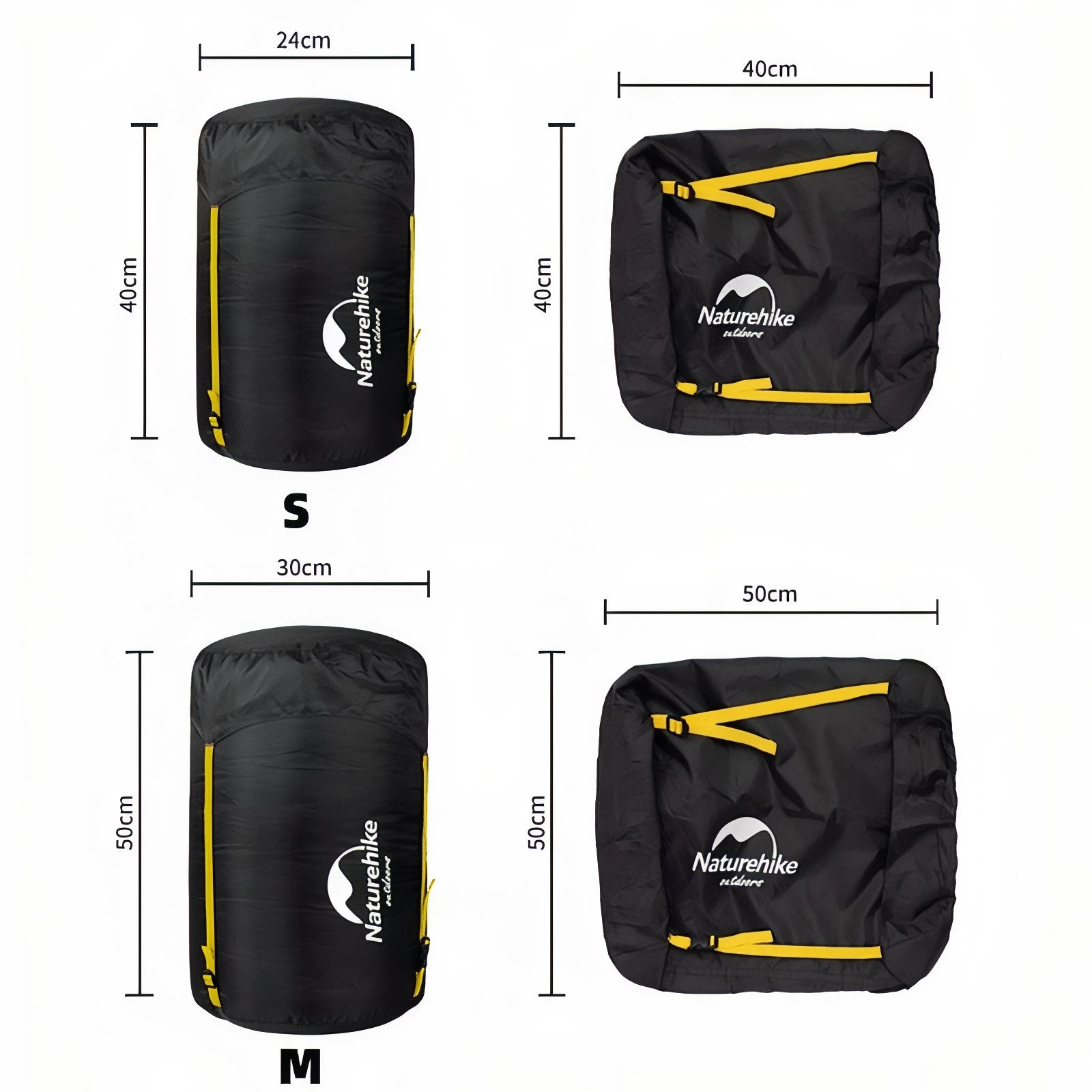 Housse De Compression Sac De Couchage guide des dimensions - S (18L) - M (35L)