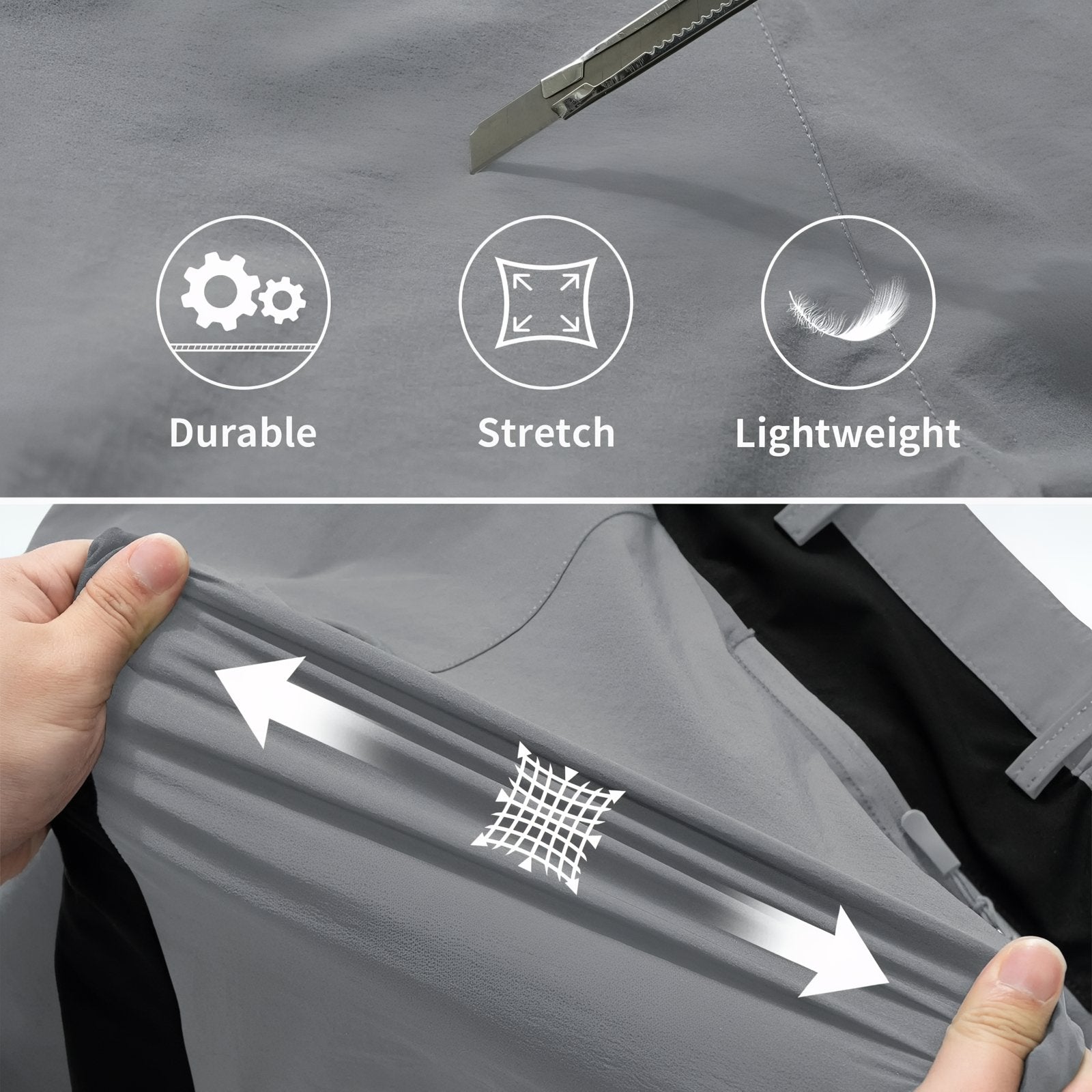 Short de Randonnée Homme Imperméable gros plan matière extensible - Bleu Cobalt - Beige - Vert Foncé - Gris Foncé - Gris Clair - Noir - Bleu Marine - Vert Fluo - Vert Menthe - Orange - Blanc - Rouge - Bleu - Bleu Ciel - Turquoise - Vert d'Eau