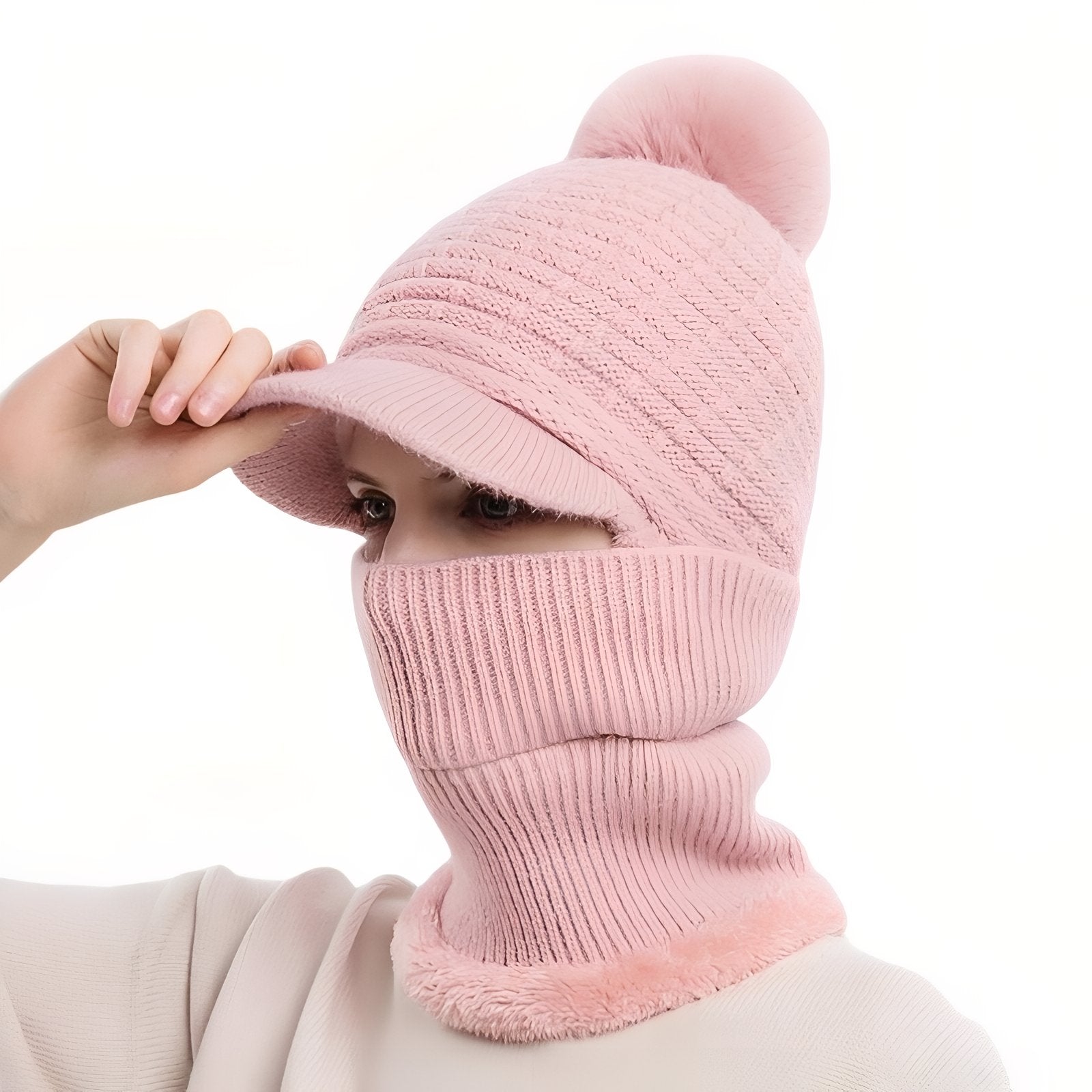 Bonnet Casquette Echarpe - Rose Poudré - 56-60cm