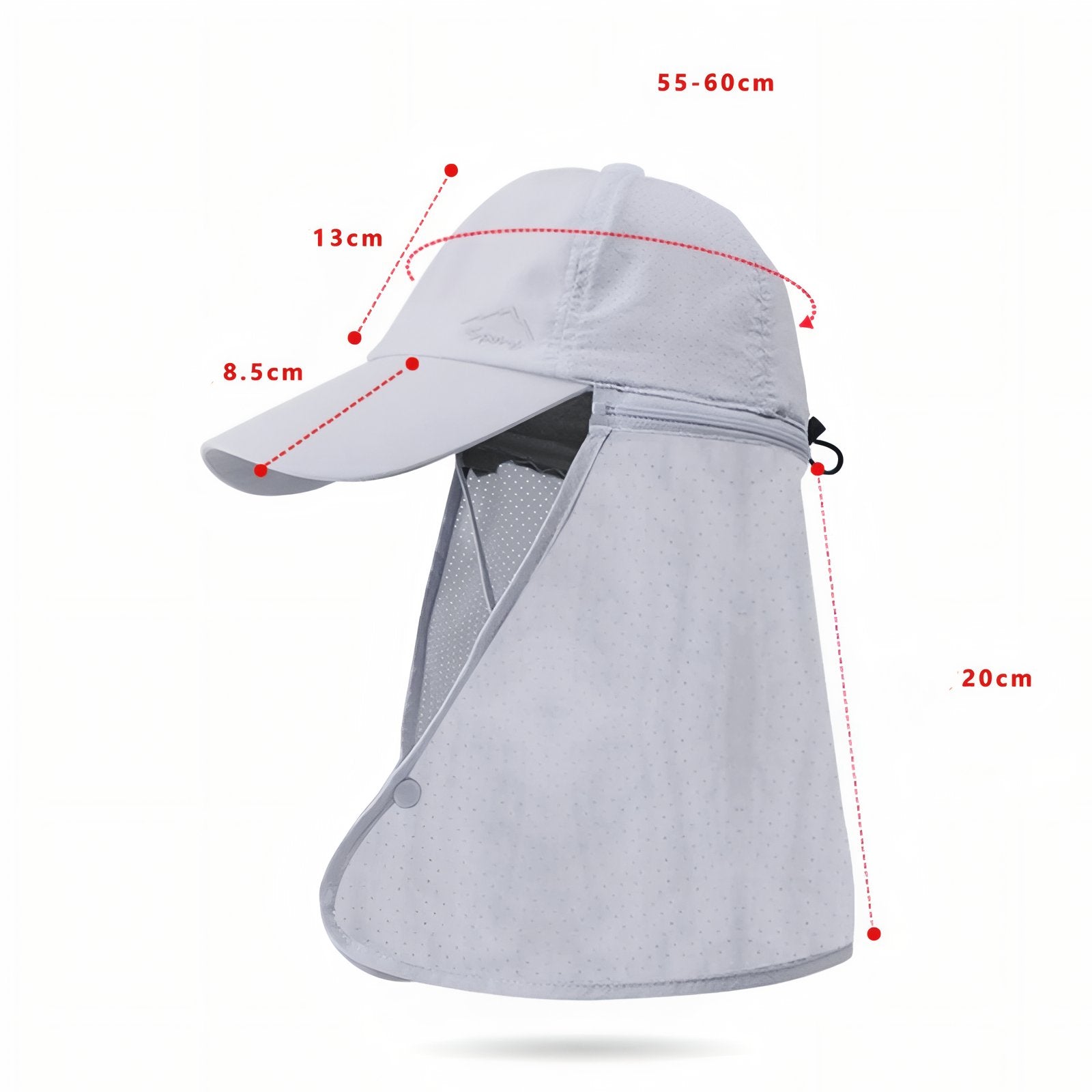 Chapeau Randonnée Avec Protège Nuque guide des dimensions - Bleu Marine - Beige Clair - Noir Ébène - Gris Clair - Dark Grey - Vert Olive - Beige