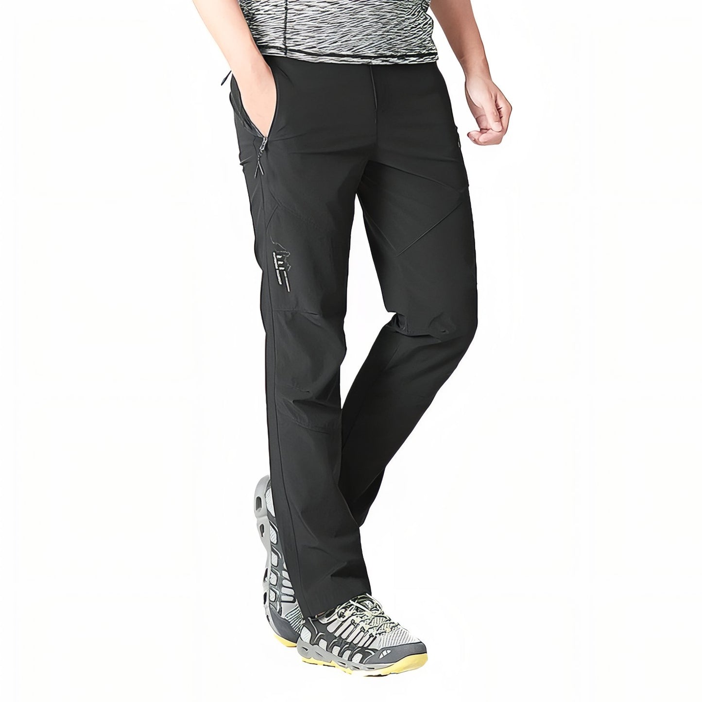 Pantalon de Randonnée Avec Ceinture Élastique Homme portée à la main - Gris Foncé - Noir