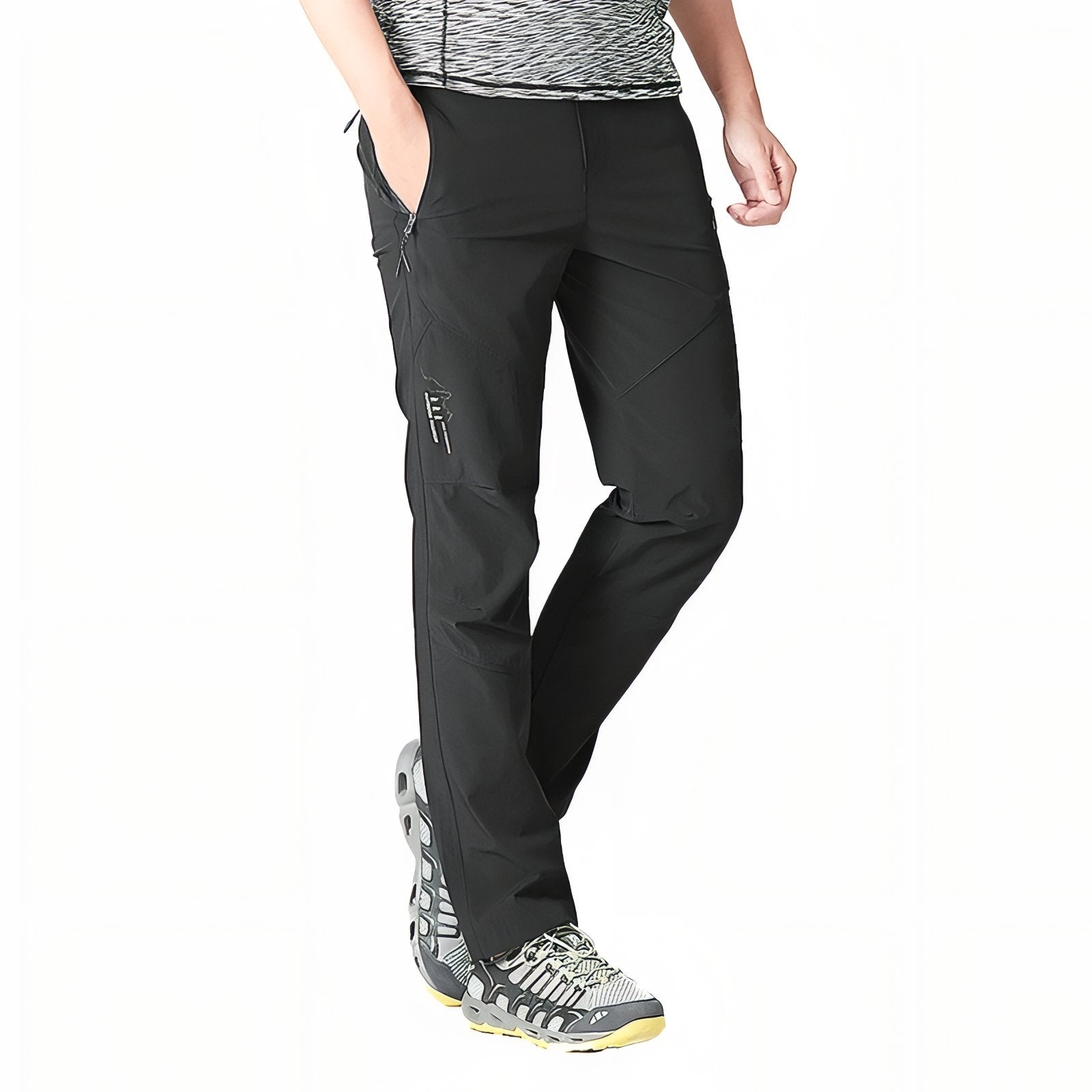 Pantalon de Randonnée Avec Ceinture Élastique Homme portée à la main - Gris Foncé - Noir