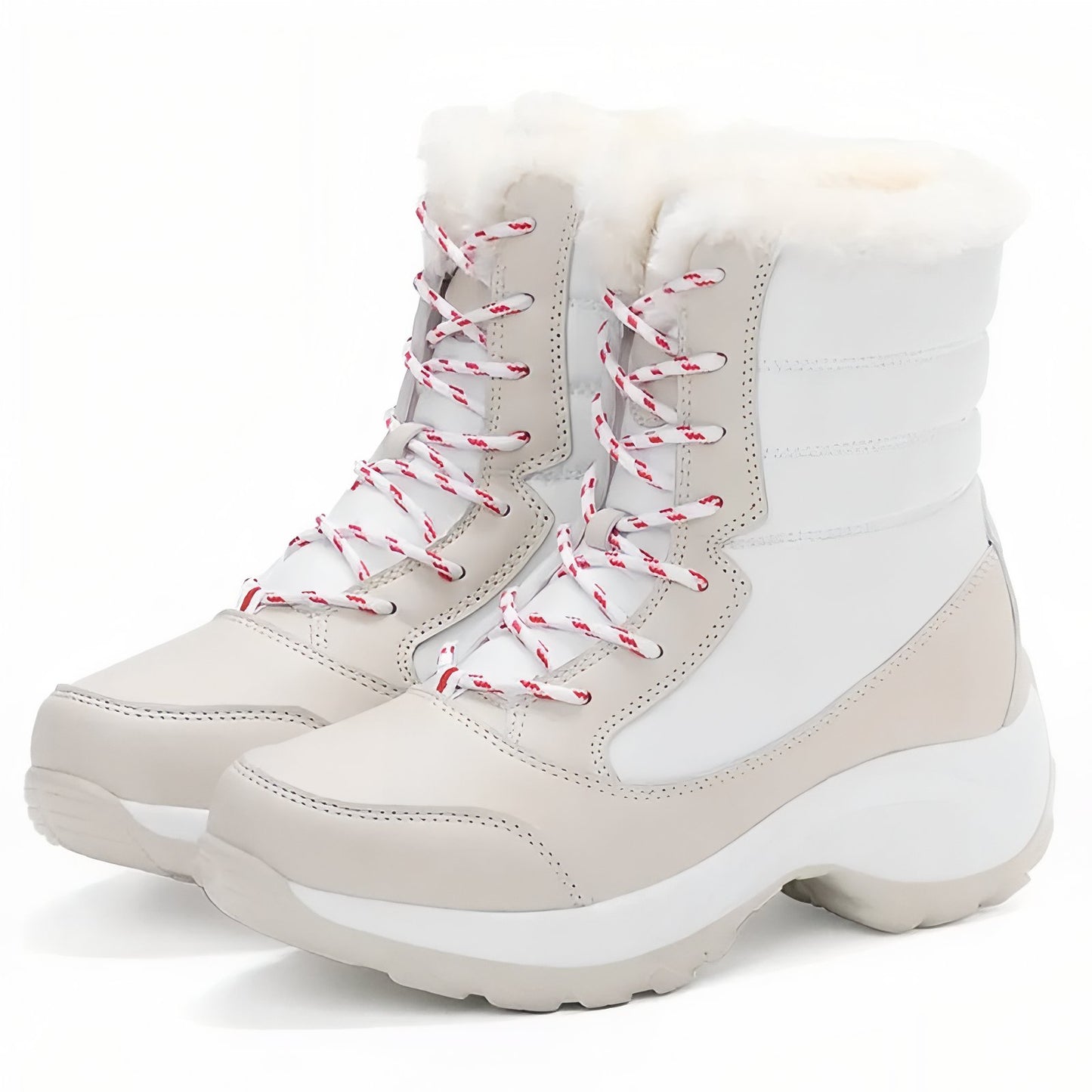 Bottes Randonnée Neige Femme - Beige et Blanc