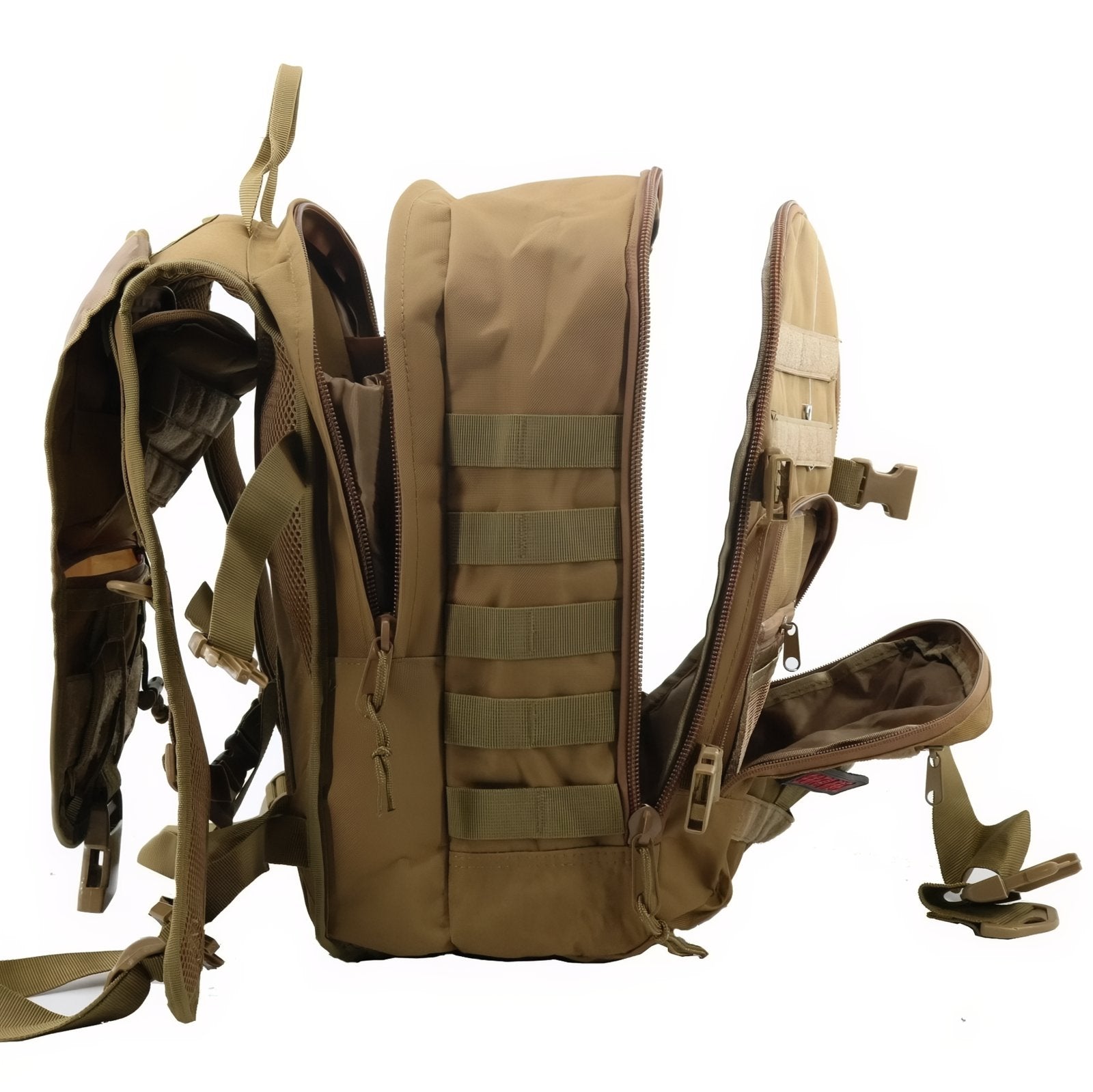Sac à Dos Militaire 40 Litres compartiment ouvert - Vert Olive - Beige Sable - Noir - Gris