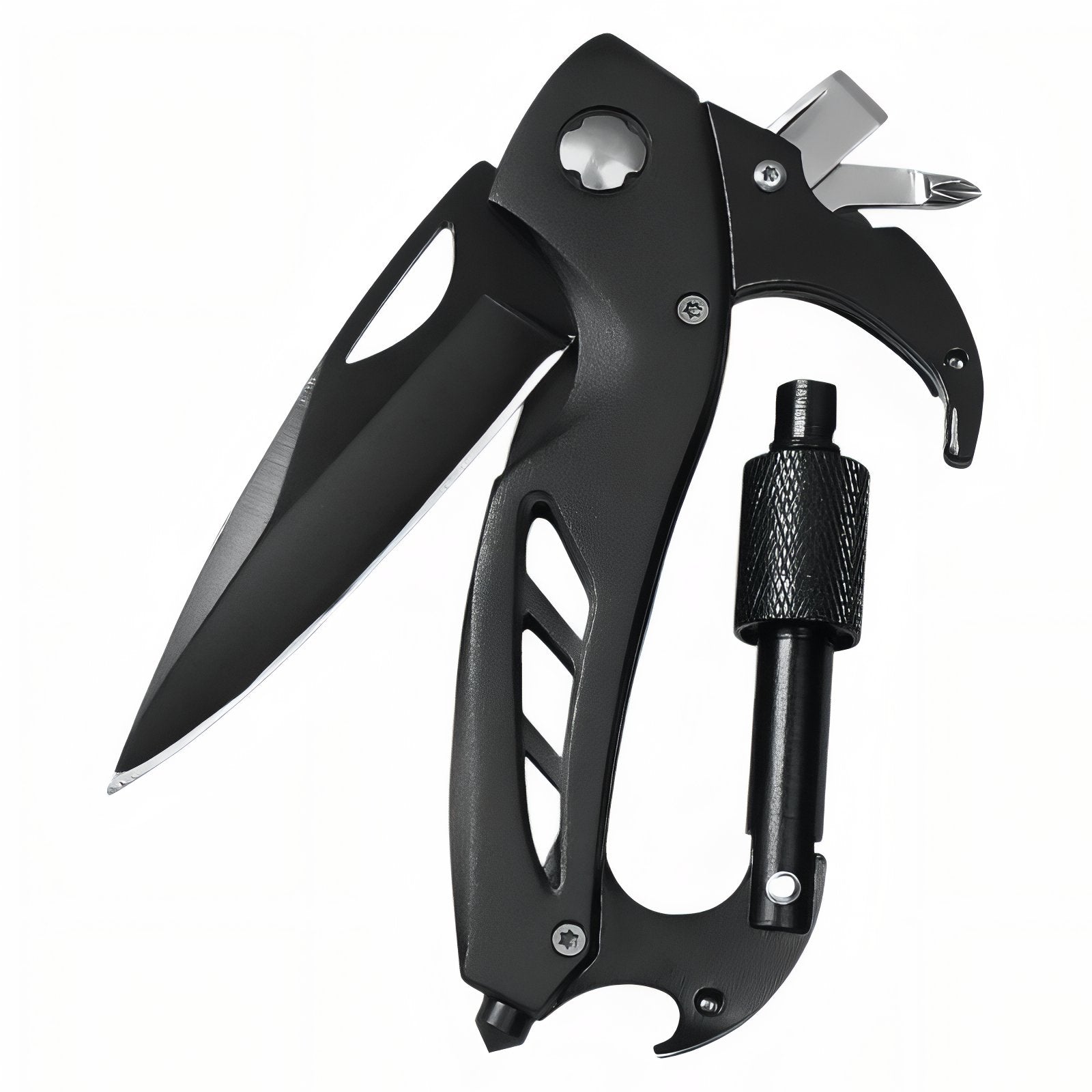 Couteau Mousqueton Multifonction - Noir Mat