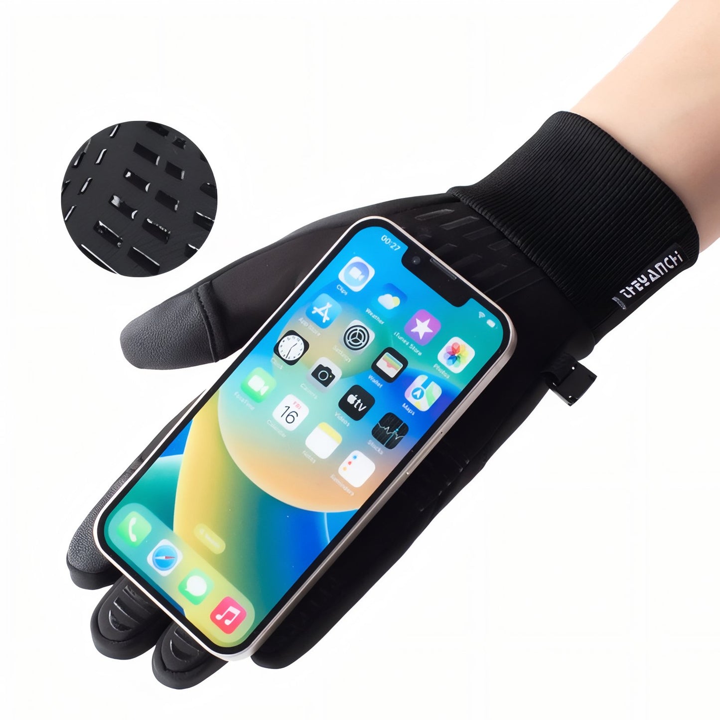 Gants de Randonnée À Doigt Coupé portée à la main - Noir