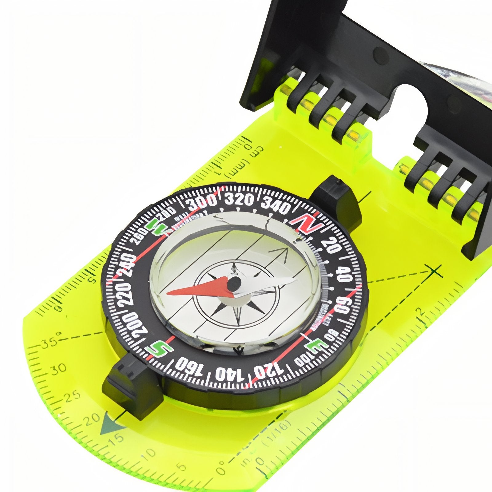 Boussole À Miroir gros plan boussole ouverte - Jaune Fluo