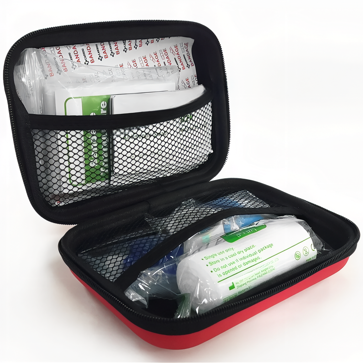 Trousse De Premier Secours Randonnée 92pcs compartiment ouvert - Rouge Cerise - Noir et Rouge