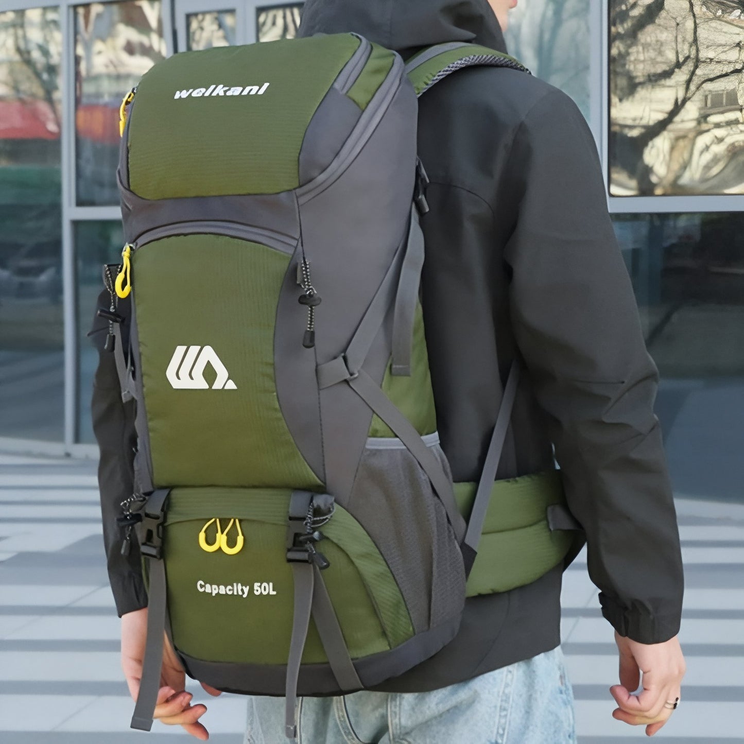 Sac a Dos Léger Randonnée 50 litres portée sur le dos - Orange - Noir - Bleu Marine - Rouge - Vert