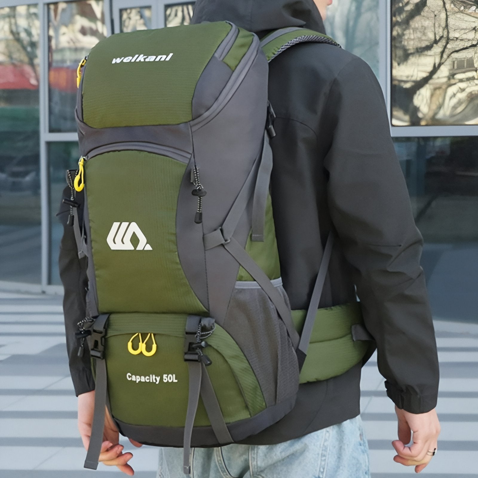 Sac a Dos Léger Randonnée 50 litres portée sur le dos - Orange - Noir - Bleu Marine - Rouge - Vert