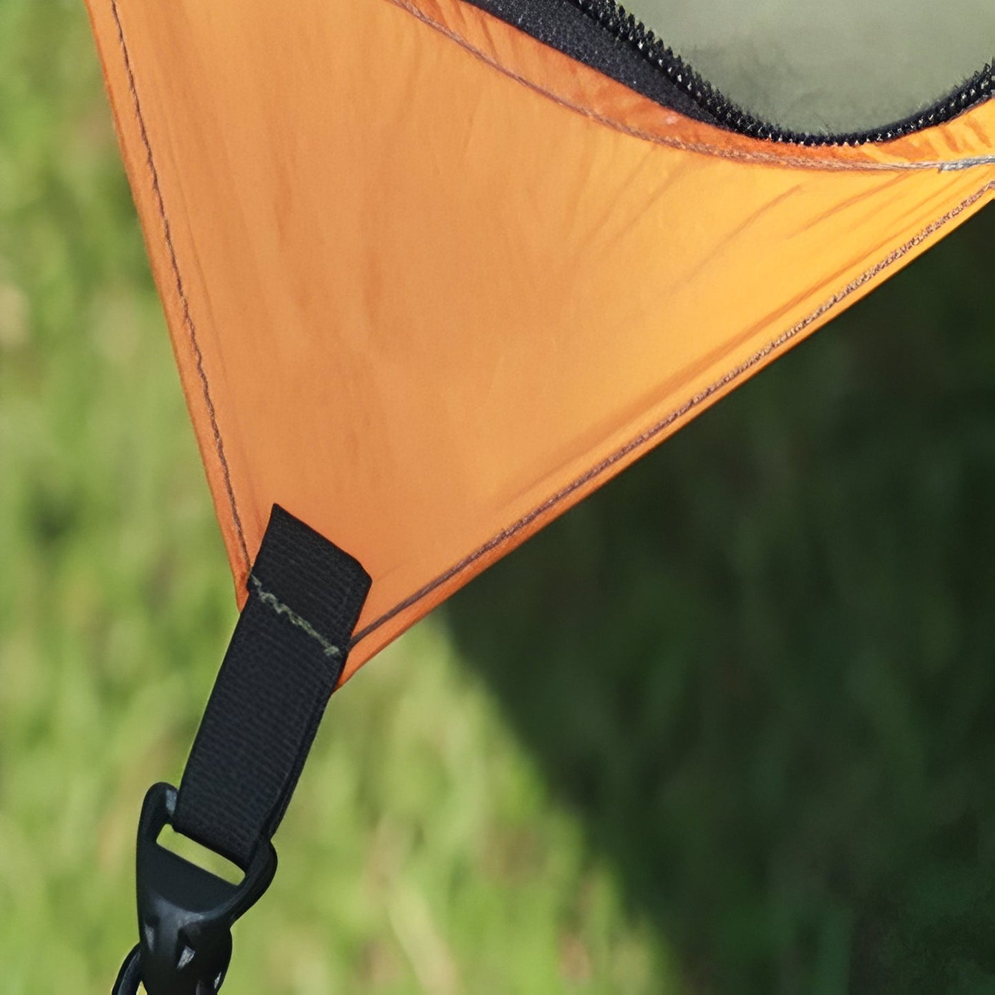 Hamac Moustiquaire Randonnée gros plan sangle et zip - Vert Olive et Orange
