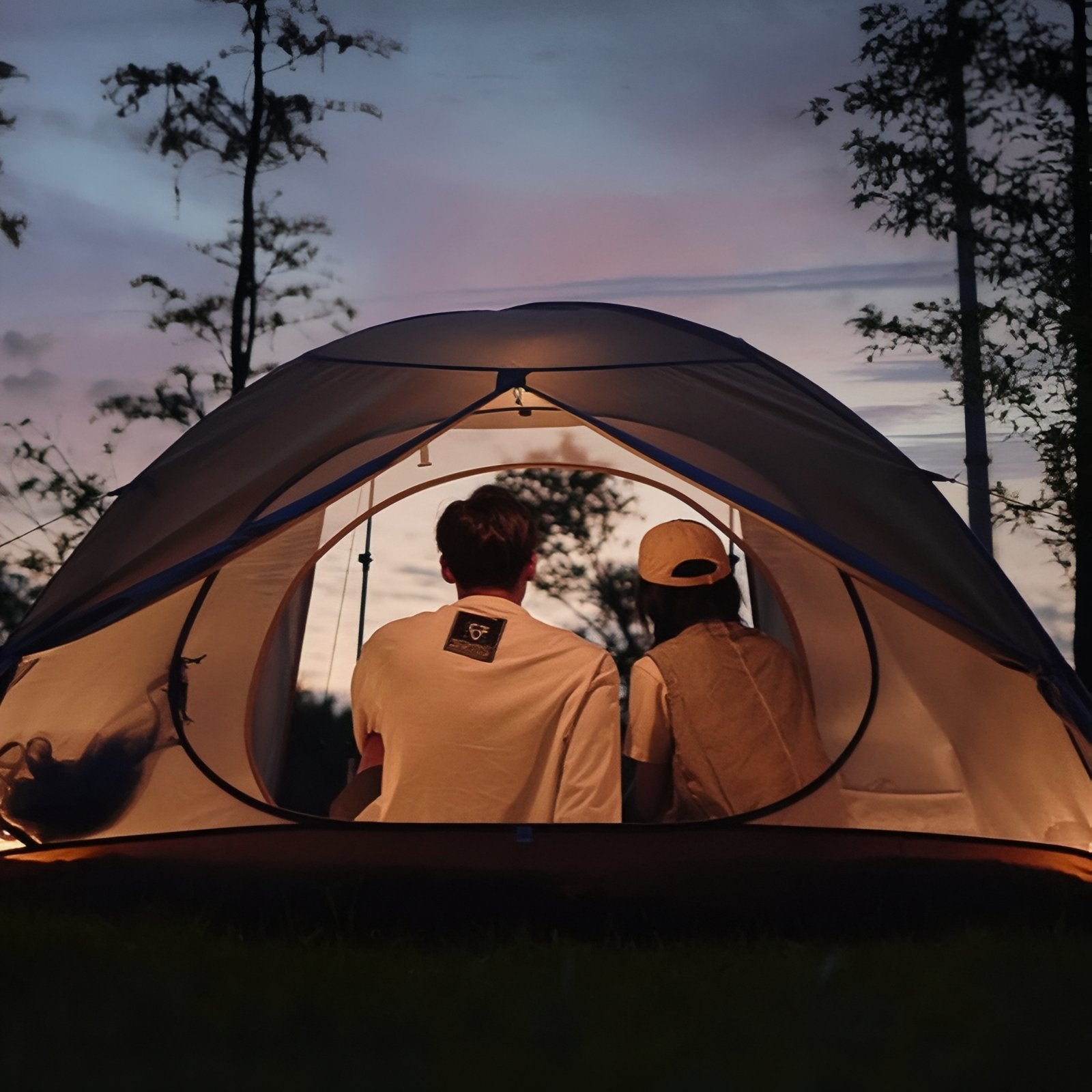 Tente Randonnée 3 Places Légère mise en scène nocturne - 2 personnes - 3 personnes