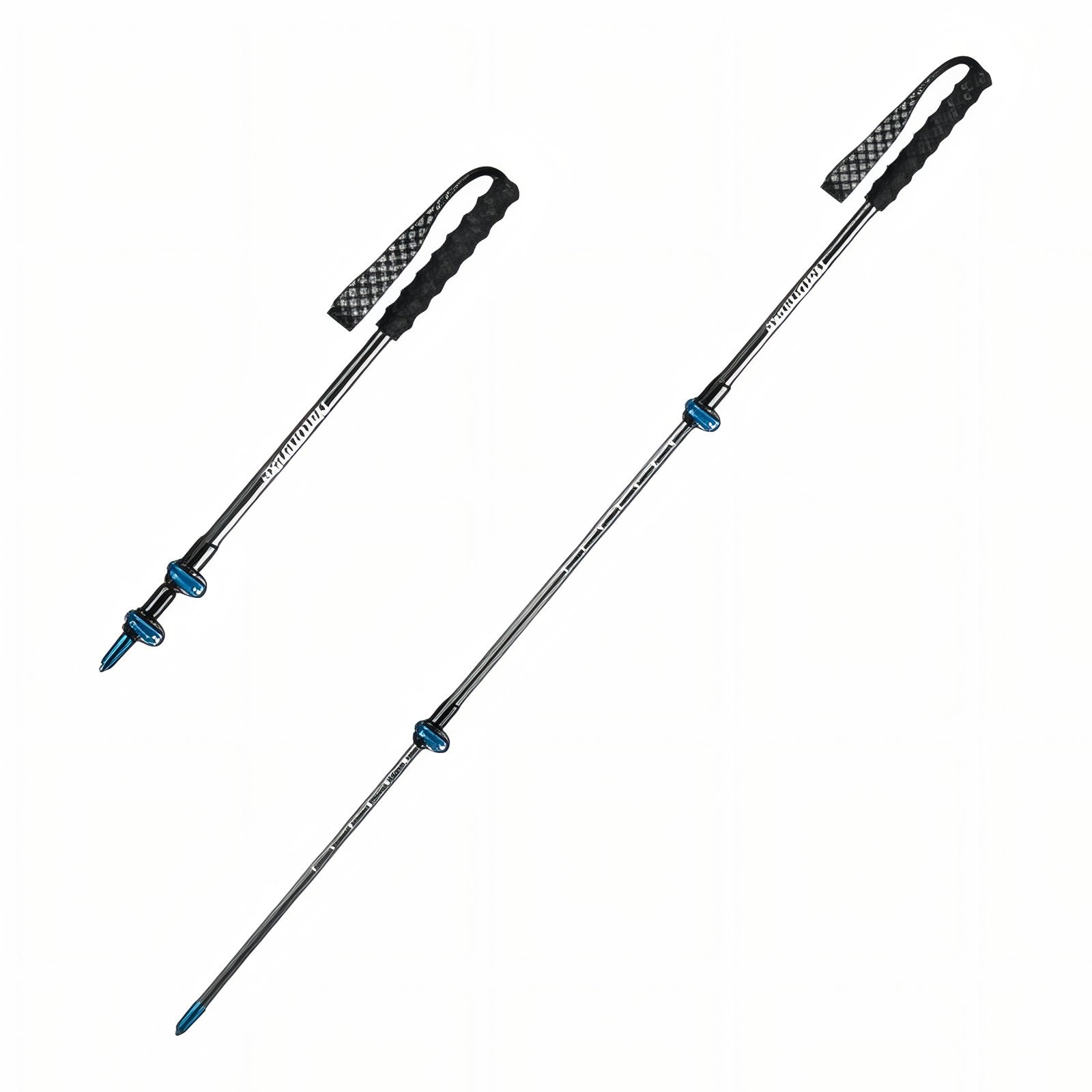 Bâton de Randonnée Télescopique Carbone - Bleu et Noir