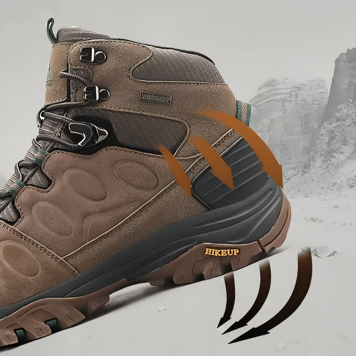 Chaussure Randonnée Montagne Homme gros plan détail semelle - Marron Foncé - Noir Ébène - Vert Foncé - Gris