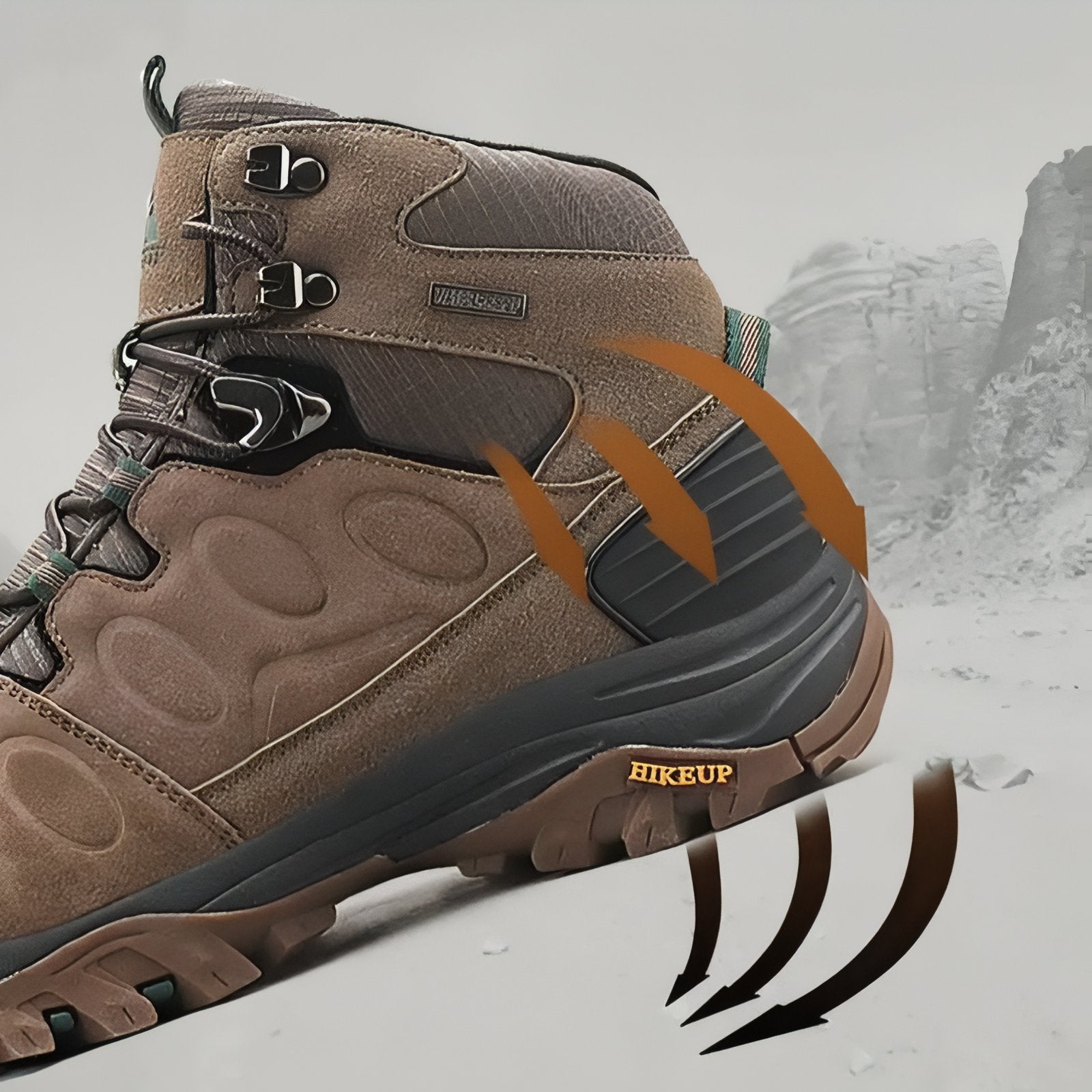 Chaussure Randonnée Montagne Homme gros plan détail semelle - Marron Foncé - Noir Ébène - Vert Foncé - Gris