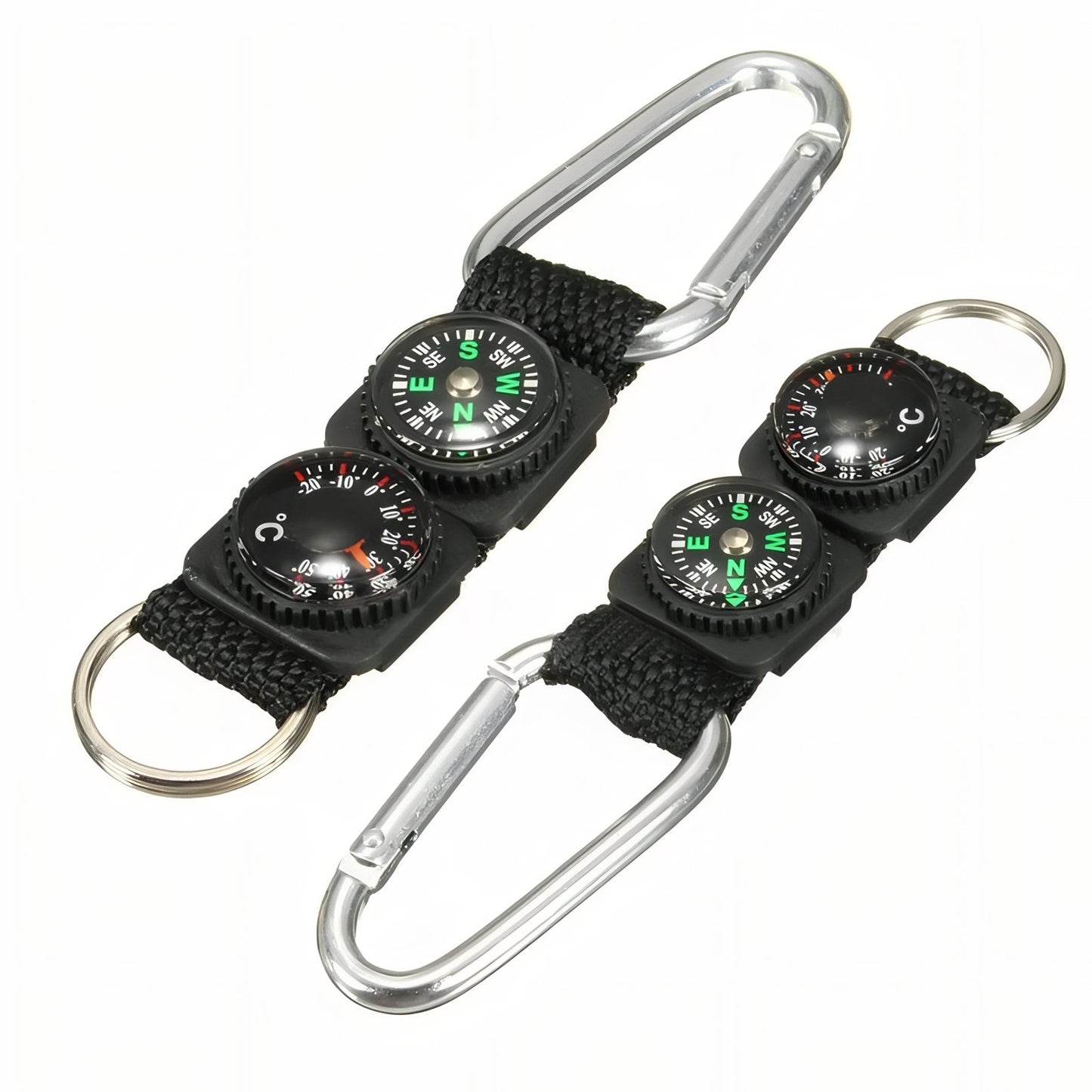 Porte-Clé Boussole Et Thermomètre deux boussoles et thermomètre - Noir