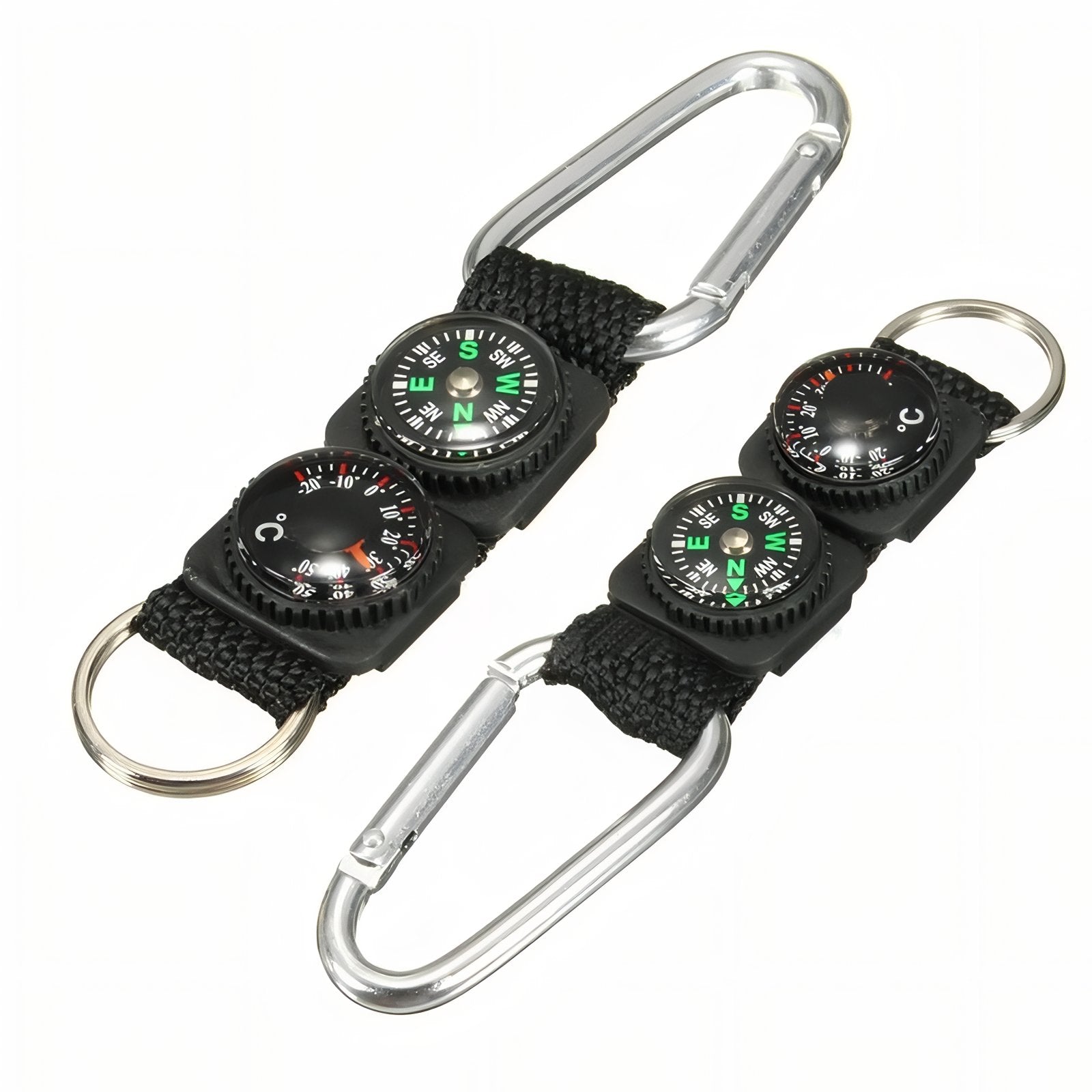 Porte-Clé Boussole Et Thermomètre deux boussoles et thermomètre - Noir