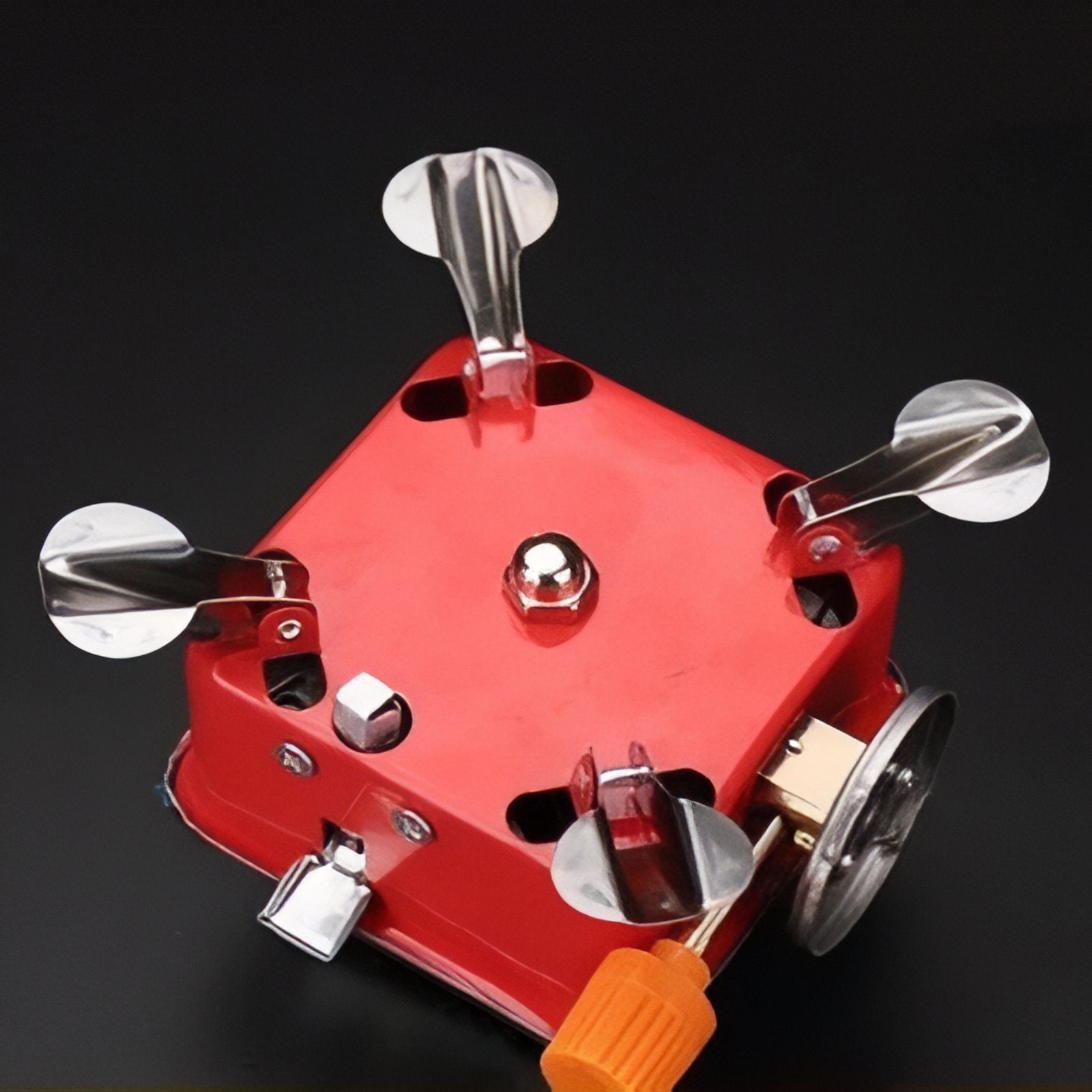 Mini Réchaud Gaz Randonnée gros plan partie supérieure - Rouge Cerise