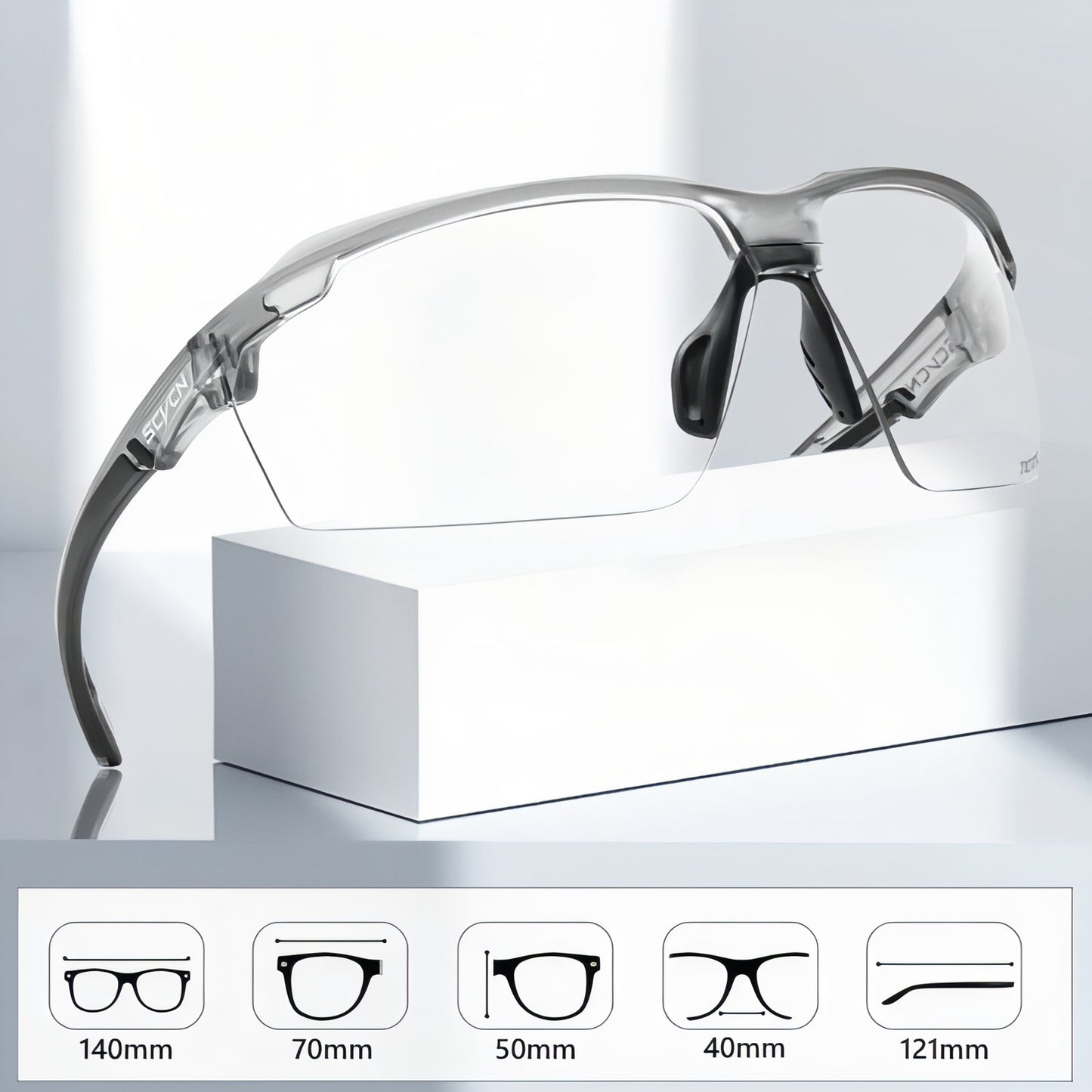Lunettes Randonnée Photochromique guide des dimensions - Gris - Vert Olive - Noir - Blanc