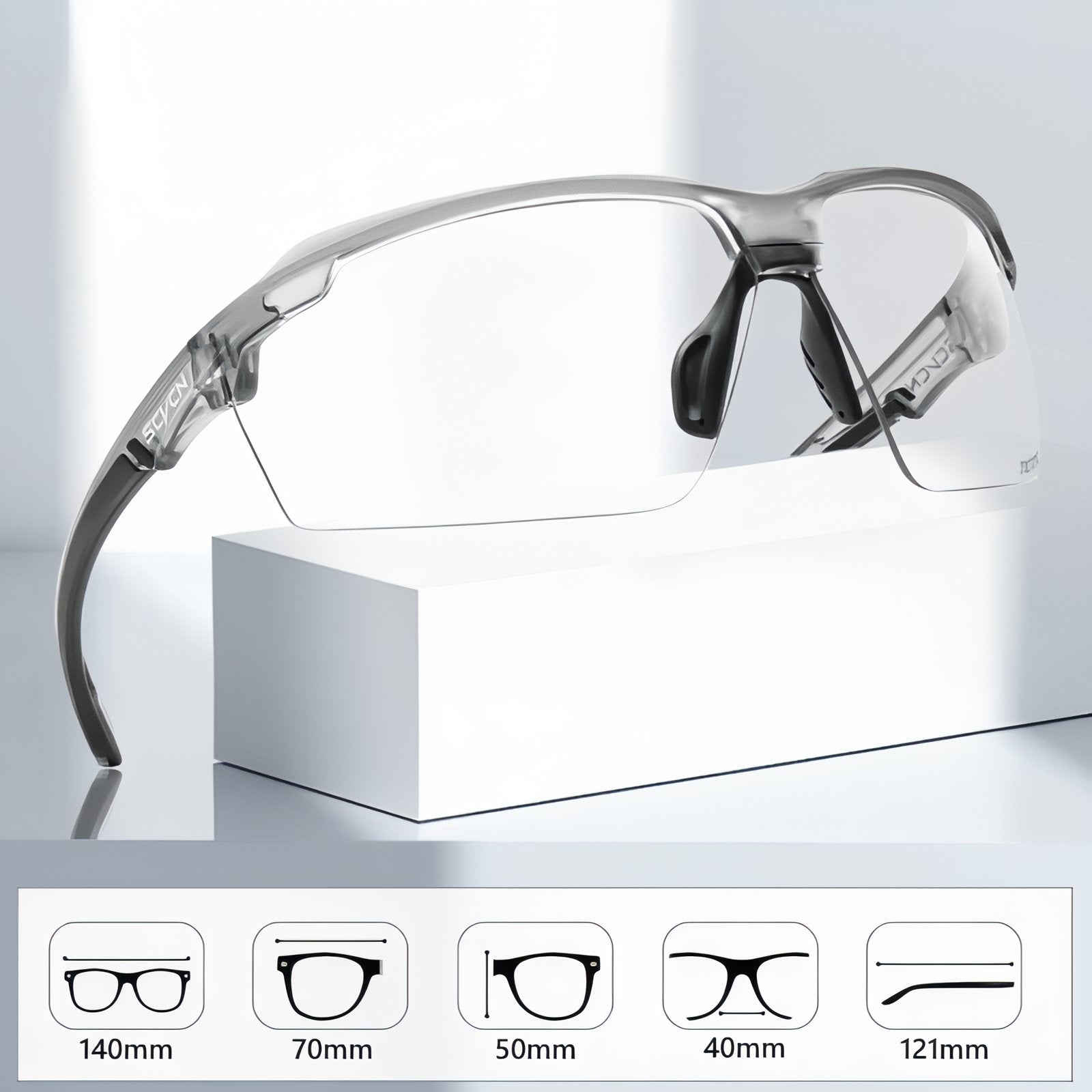 Lunettes Randonnée Photochromique guide des dimensions - Gris - Vert Olive - Noir - Blanc