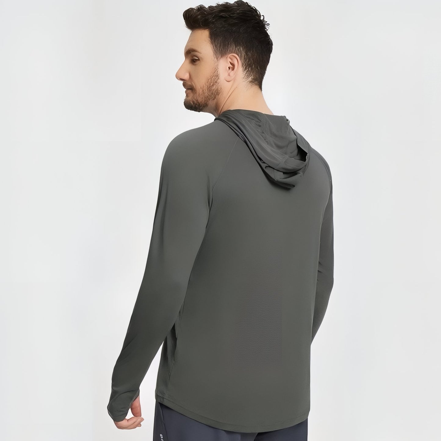 T-Shirt Anti-UV Homme Randonnée UPF50+ portée de dos - Blanc Pur - Bleu Ciel - Gris Foncé - Jaune Soleil - Orange Fluo - Turquoise Clair - Bleu Marine