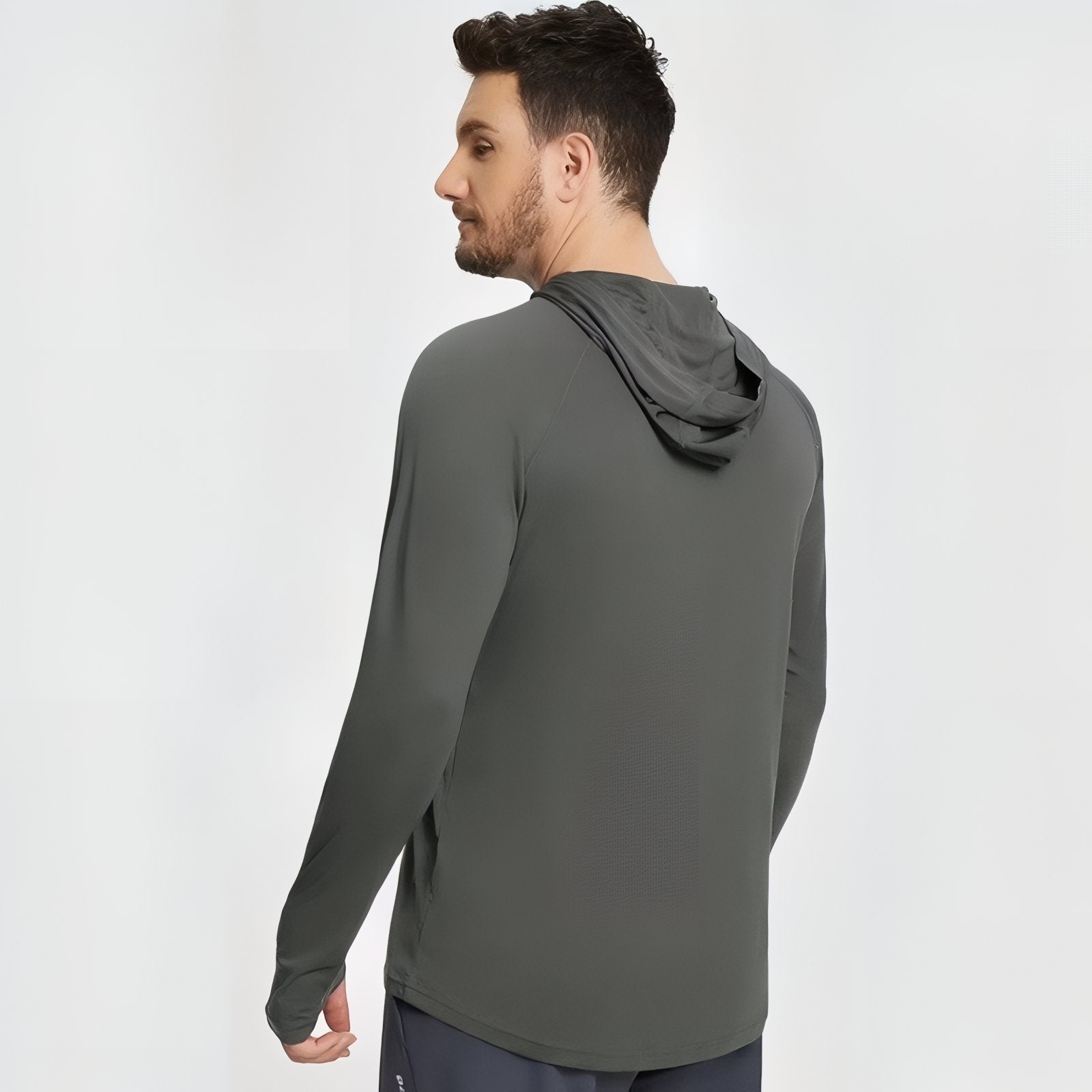 T-Shirt Anti-UV Homme Randonnée UPF50+ portée de dos - Blanc Pur - Bleu Ciel - Gris Foncé - Jaune Soleil - Orange Fluo - Turquoise Clair - Bleu Marine