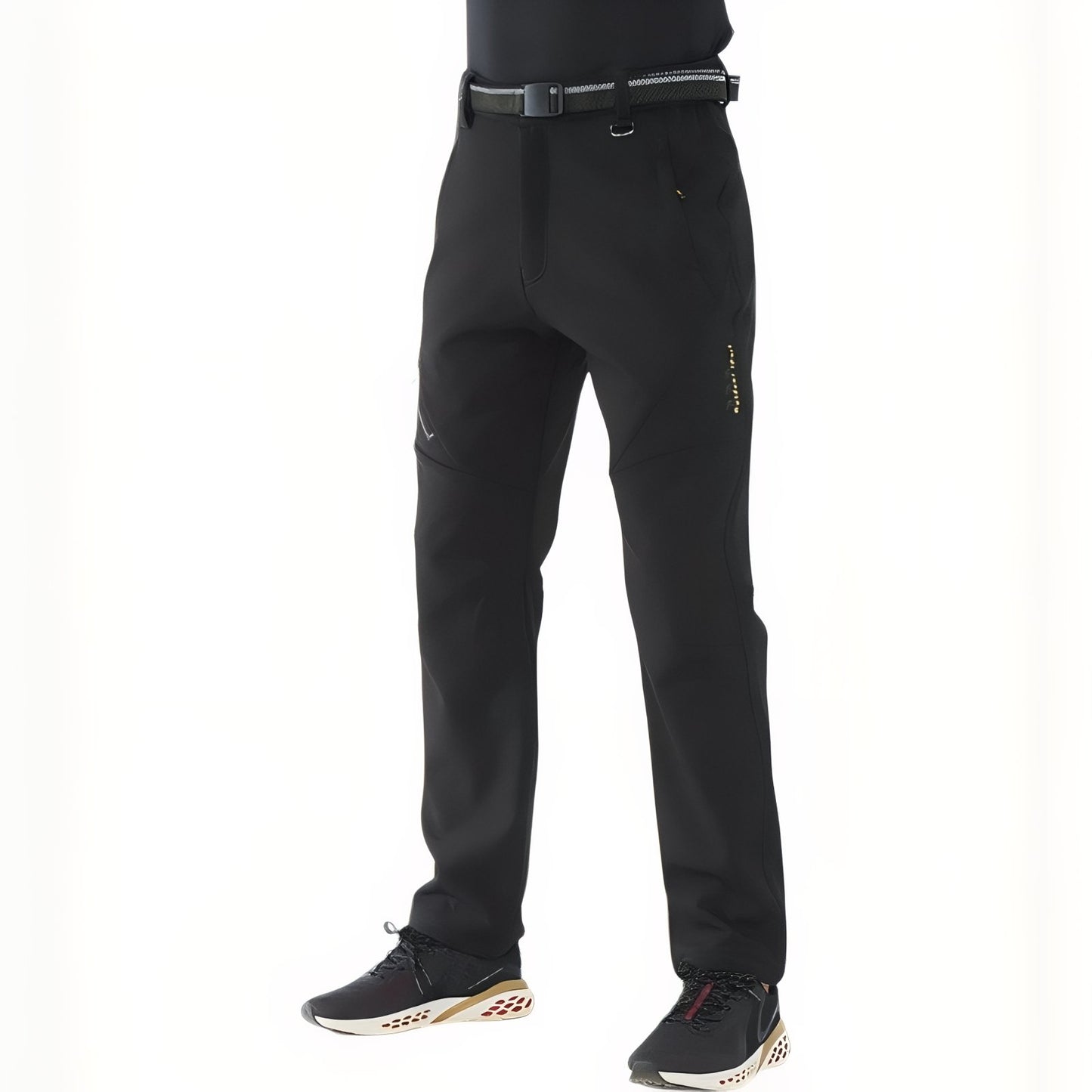 Pantalon Randonnée Doublé Polaire Homme portée à la main - Vert Foncé - Noir Profond - Gris Anthracite