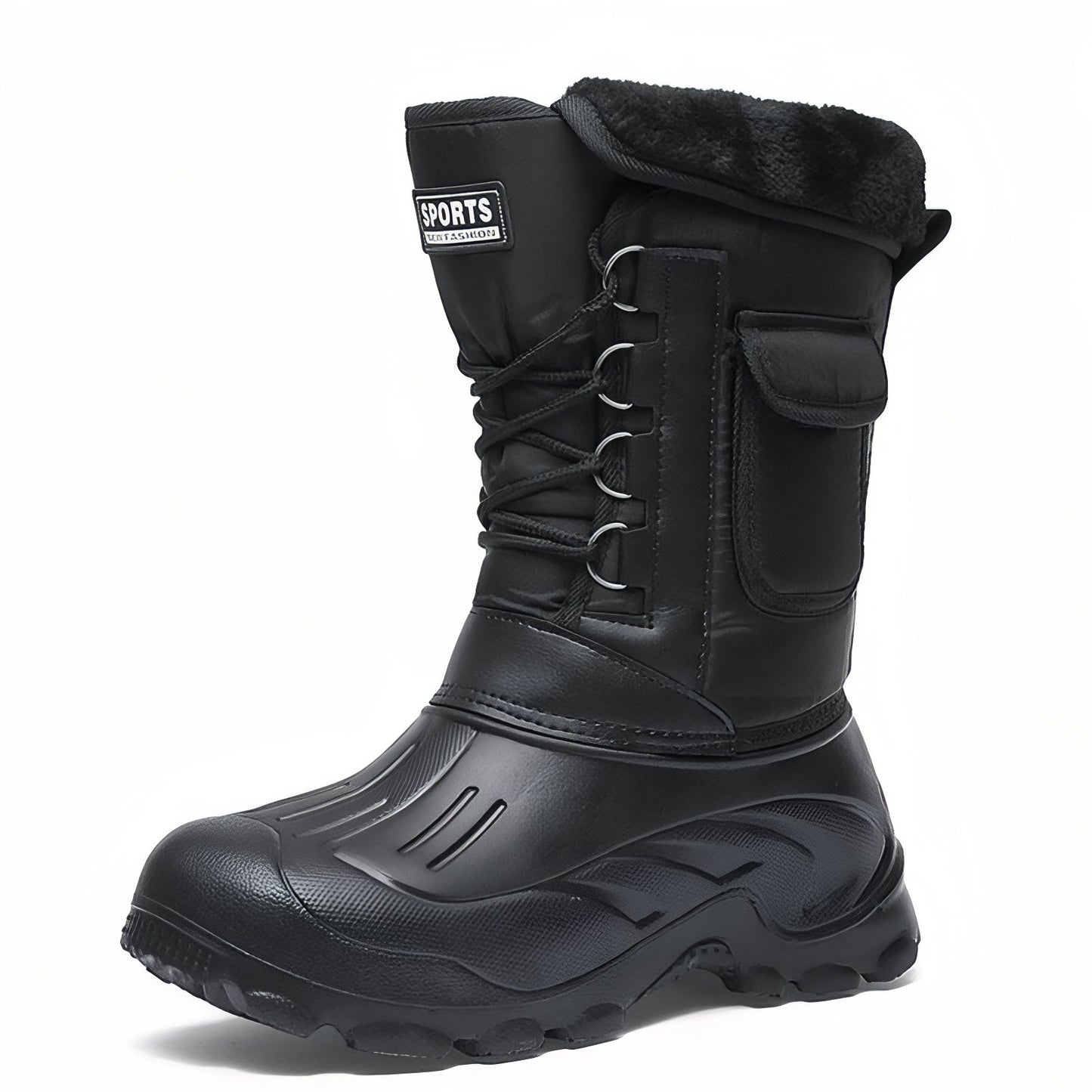 Botte Randonnée Neige Homme vue latérale - Noir