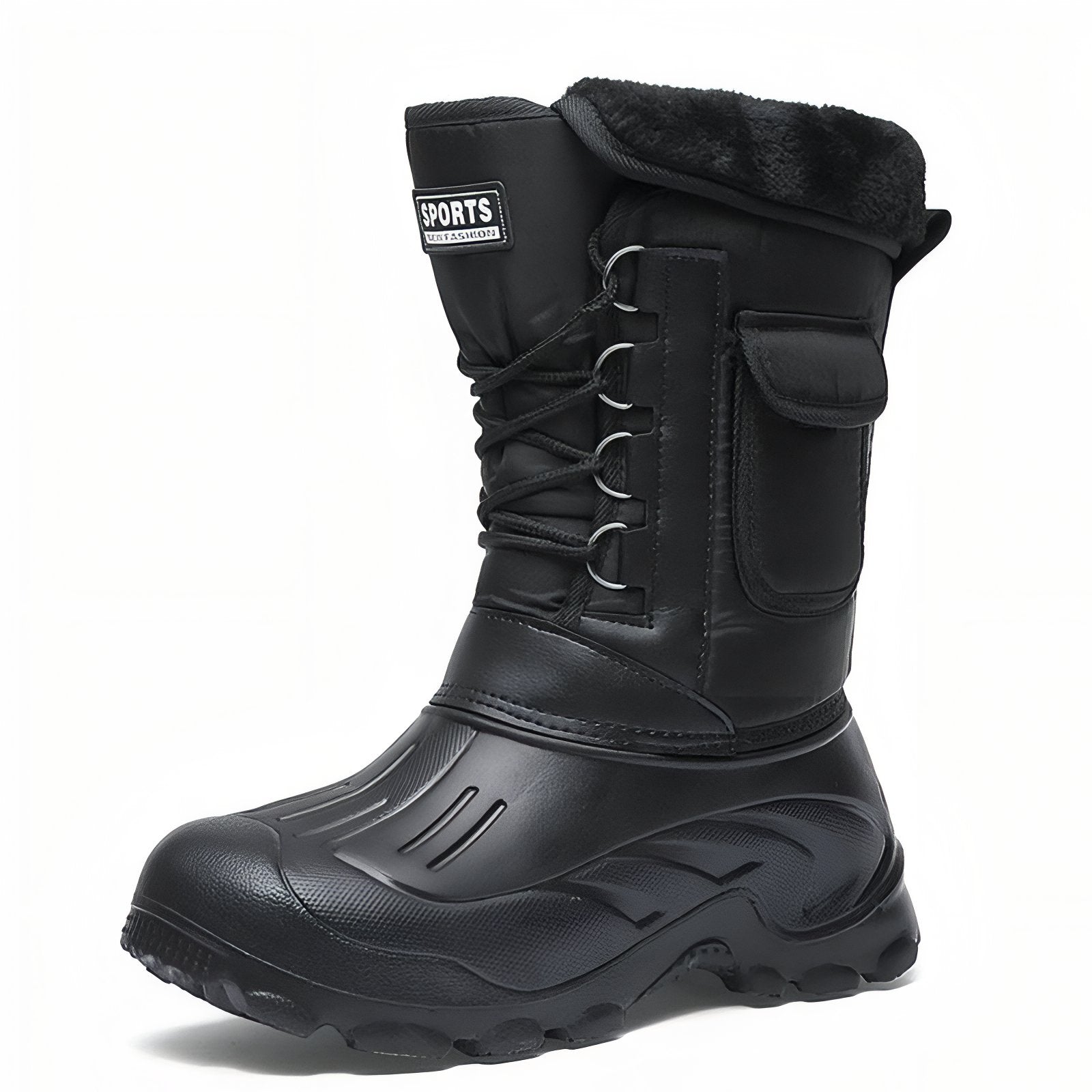 Botte Randonnée Neige Homme vue latérale - Noir