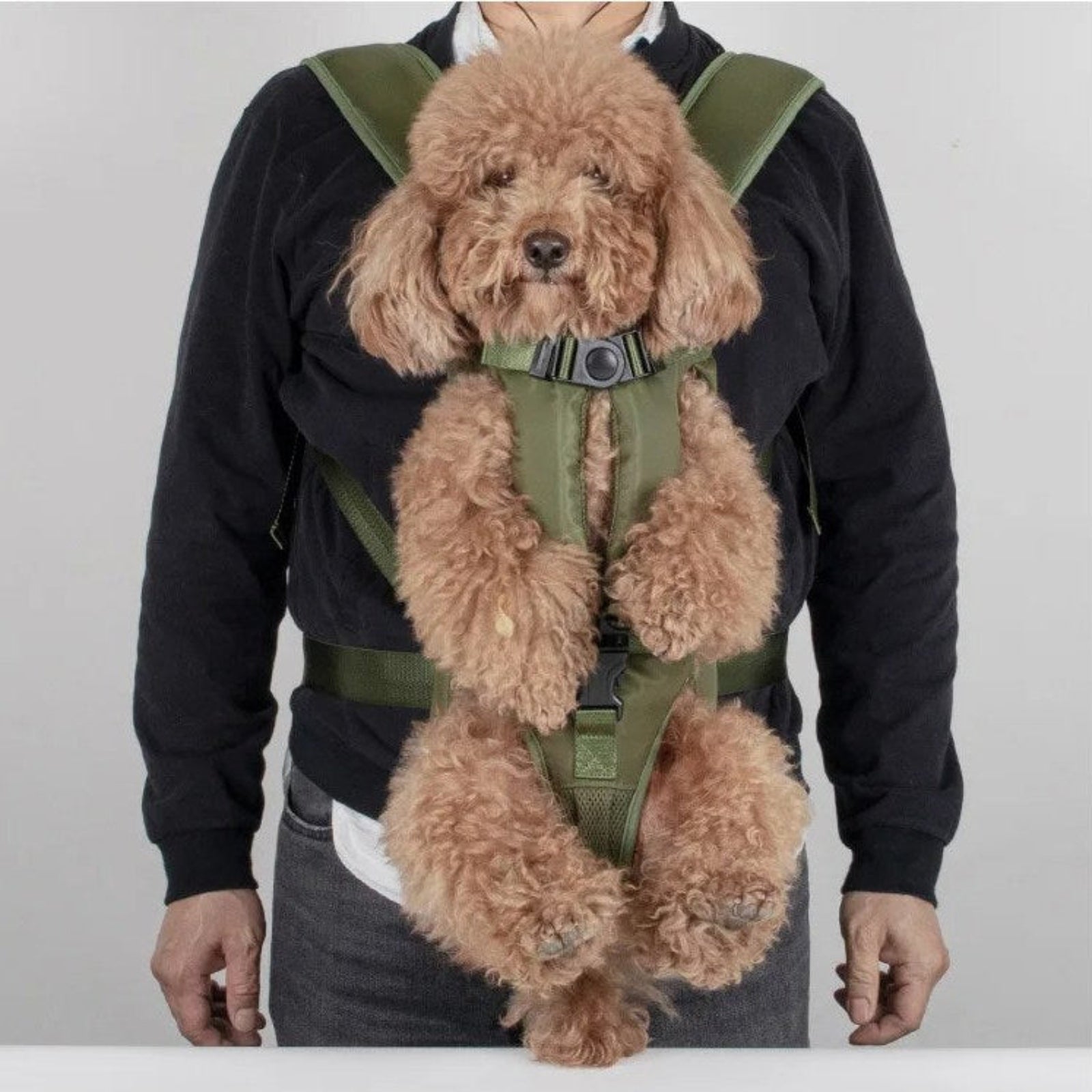 Porte Chien Ventral Randonnée portée à la main - Rouge Cerise - Vert Olive - Noir Mat - Rose Pâle